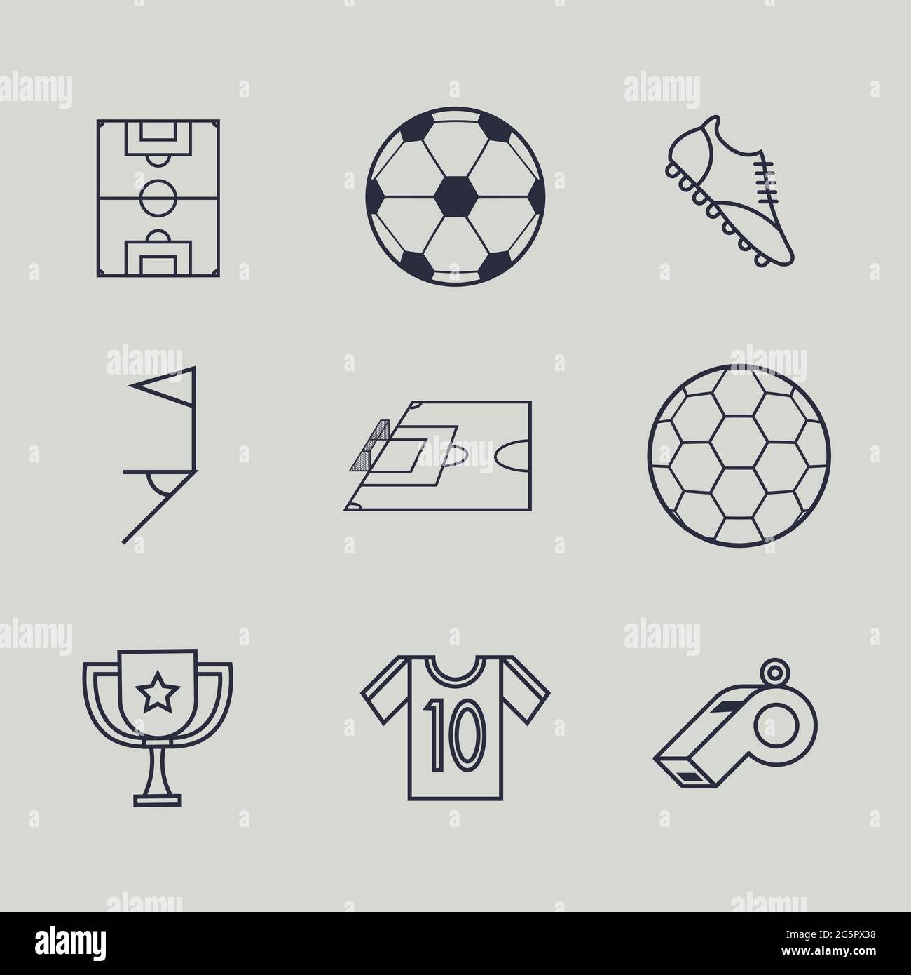 nine soccer line icons Stock Vector Image & Art - Alamy