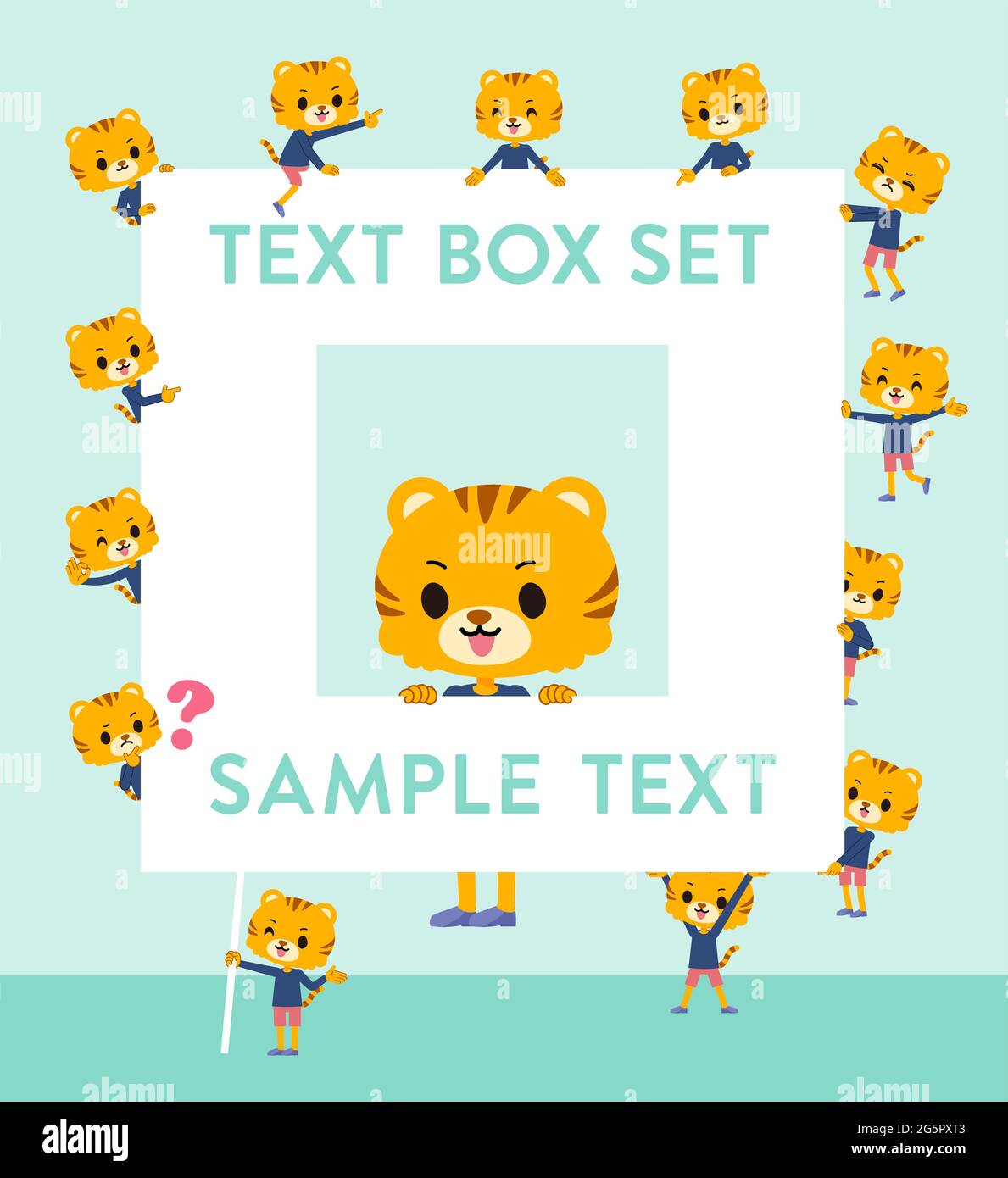A set of Tiger boy with a message board.It's vector art so it's easy to edit. Stock Vector