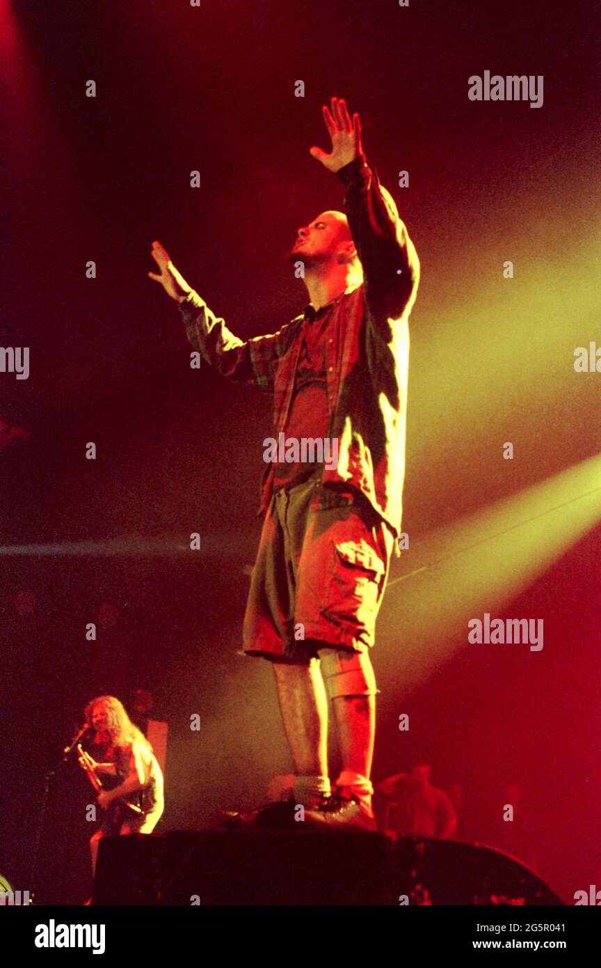 Milan Italy  21 Ott 1994 : Pantera, live concert at the Forum of Assago, The singer of Pantera, Phil Anselmo , during the concert Stock Photo