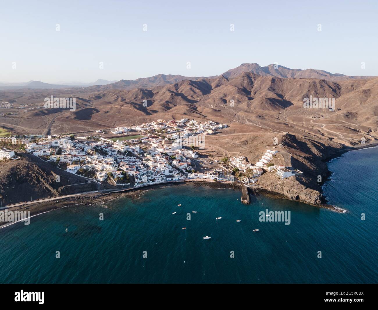 Las Playitas aerial drone view, Fuerteventura Stock Photo
