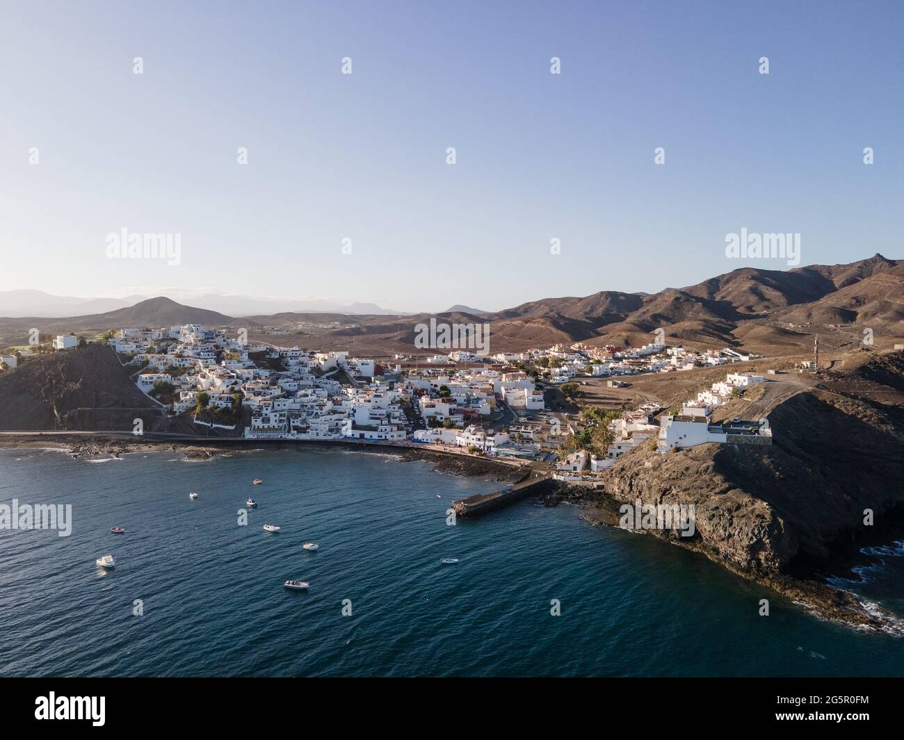 Las Playitas aerial drone view, Fuerteventura Stock Photo