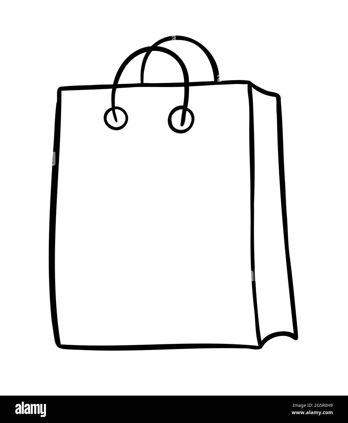 Cartoon vector illustration of shopping bag. Black outlined and white  colored Stock Vector Image & Art - Alamy