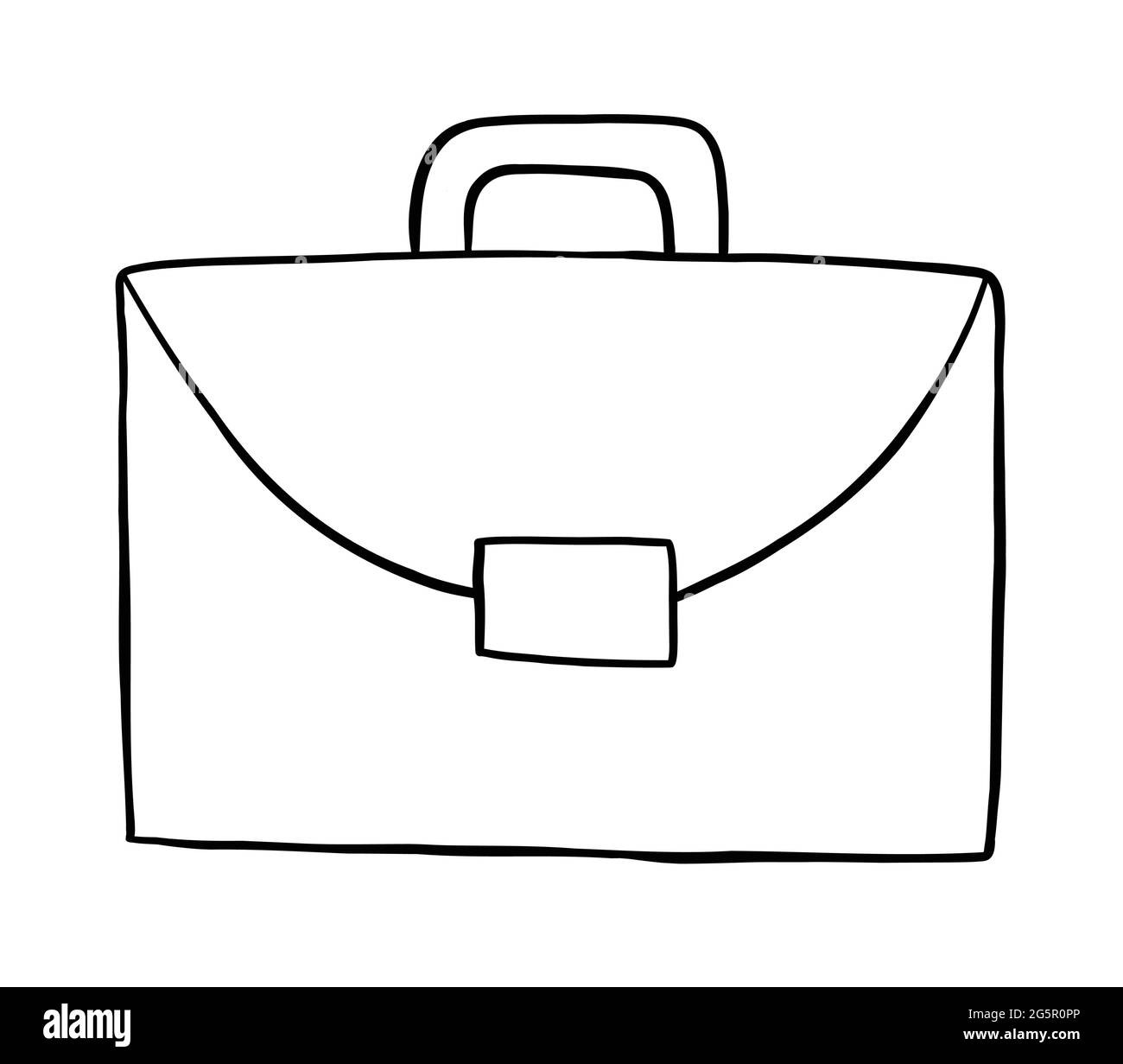 Cartoon vector illustration of briefcase. Black outlined and white