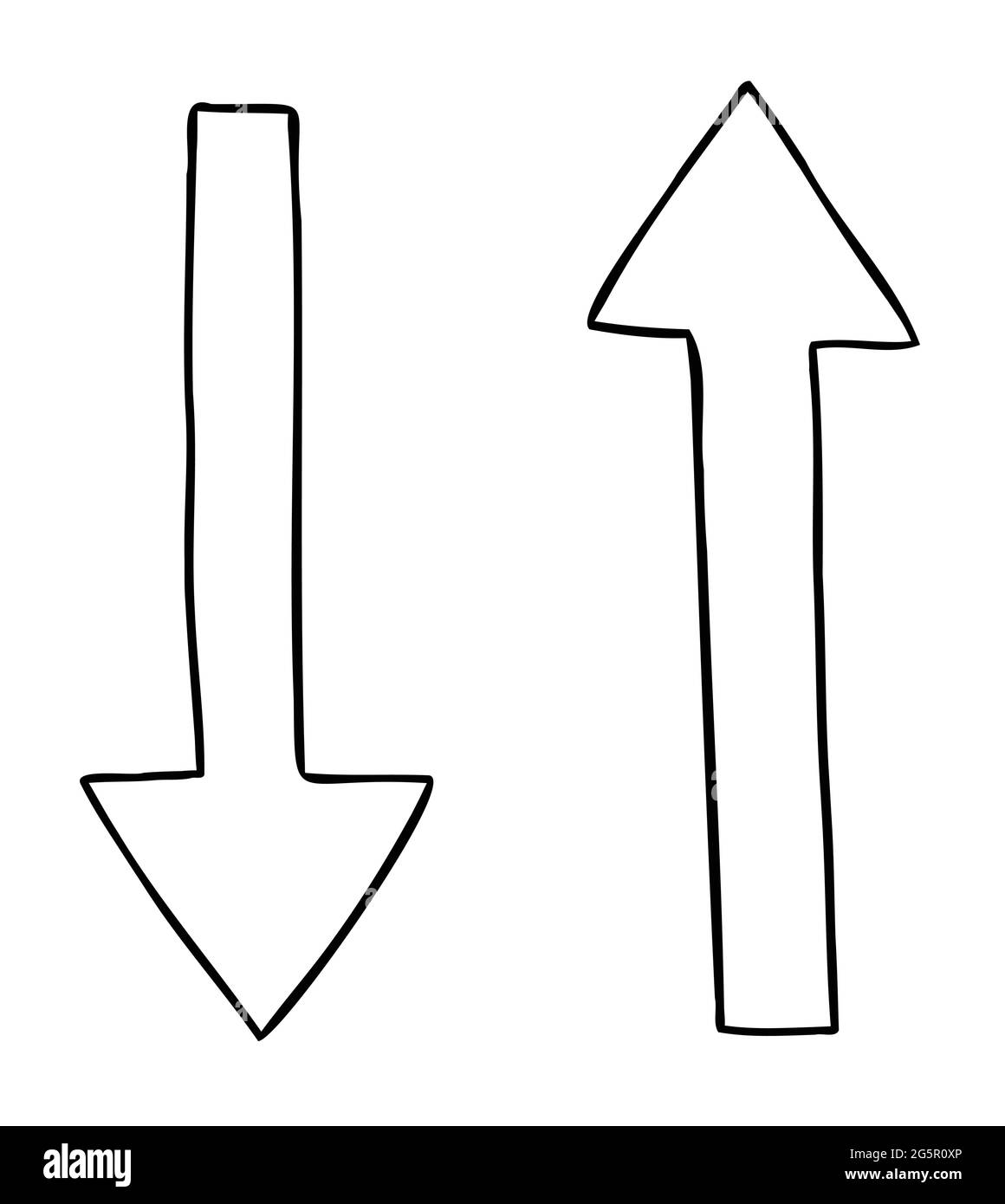 Cartoon vector illustration of arrow down and up. Black outlined and ...