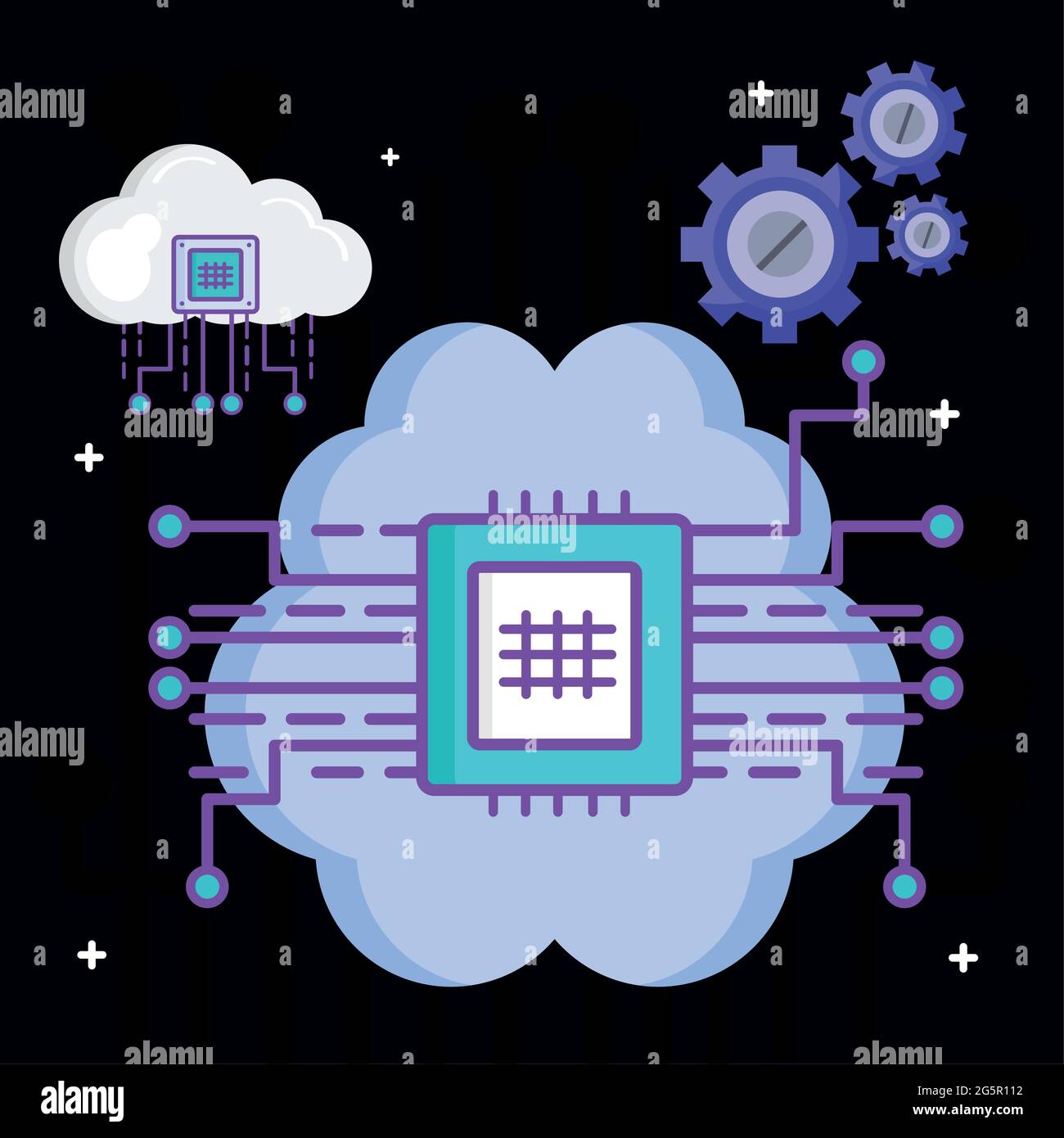 Circuit board on brain with icons Stock Vector Image & Art - Alamy