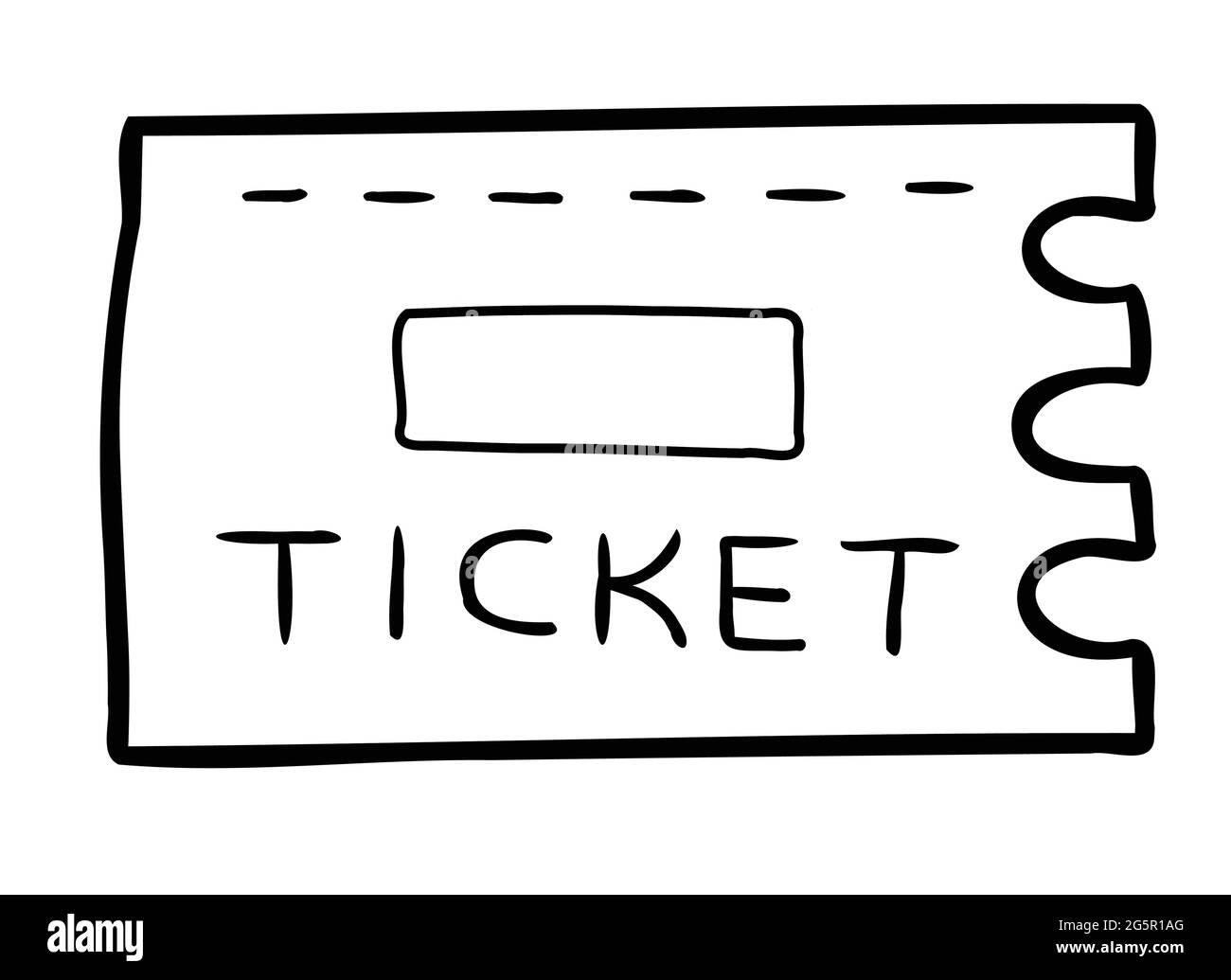 Cartoon vector illustration of ticket. Black outlined and white colored  Stock Vector Image & Art - Alamy
