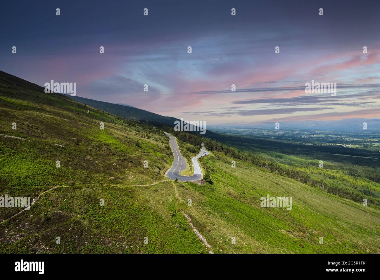 The Vee Pass, a v-shaped turn on the road leading to a gap in the Knockmealdown mountains in Clogheen county Tipperary, Ireland Stock Photo