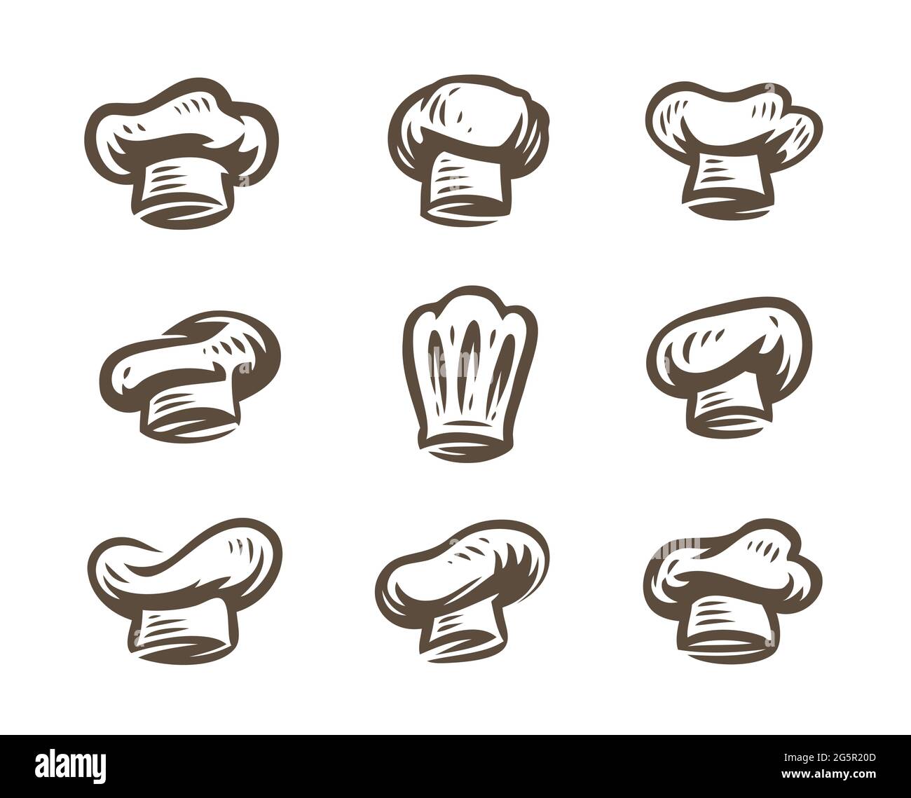 Cook icon set. Chef hat symbol for restaurant menu or cafe Stock Vector