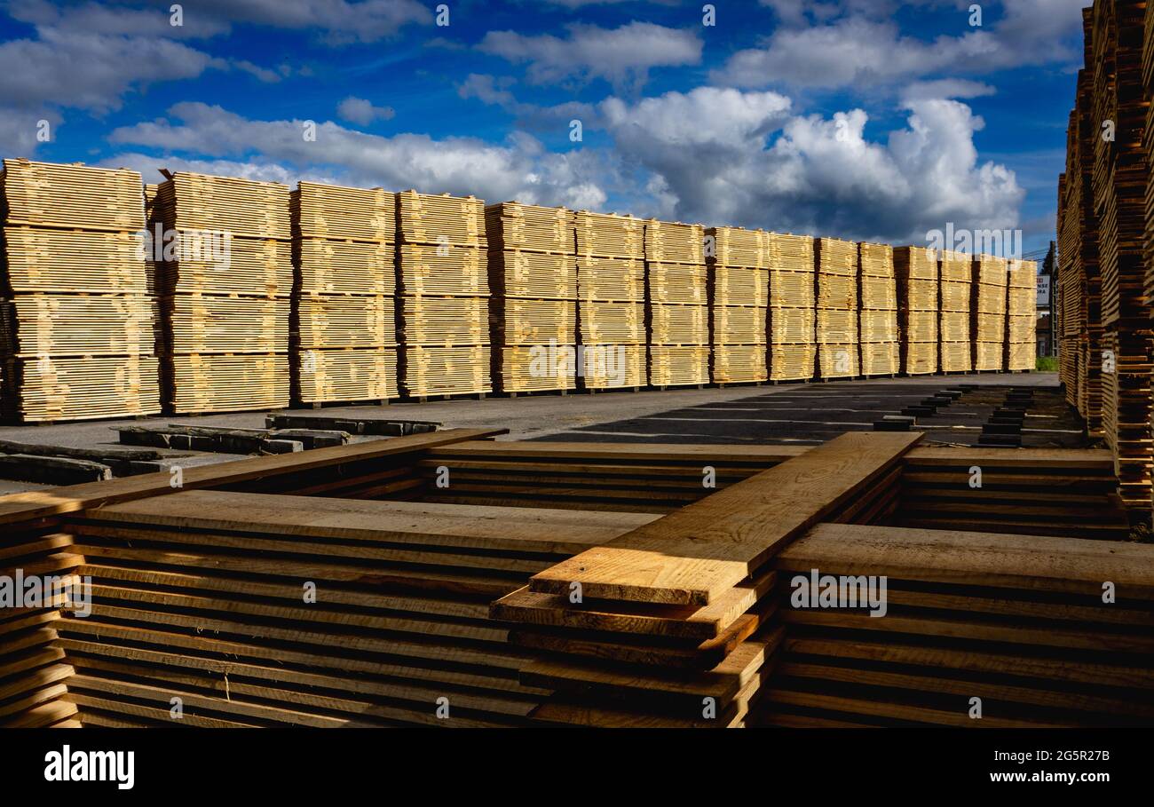 lumber stored for drying in a sawmill Stock Photo Alamy