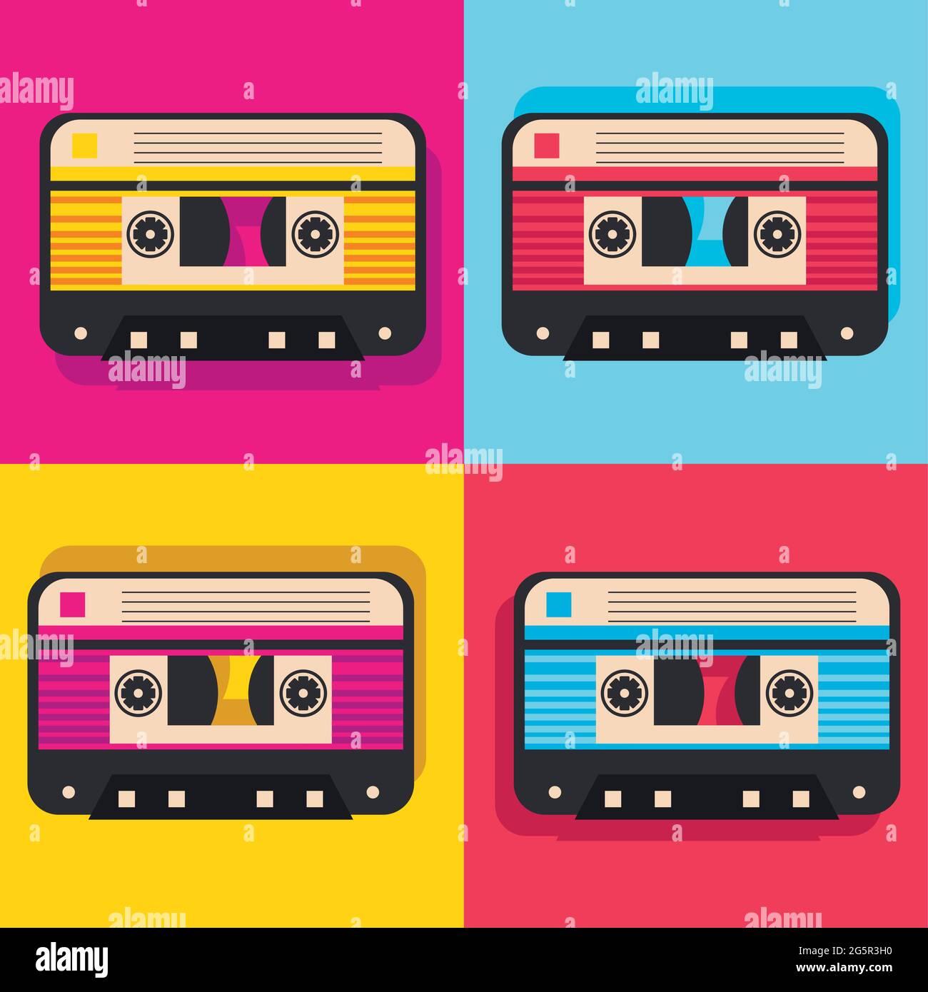 four retro pop art cassettes Stock Vector Image & Art - Alamy