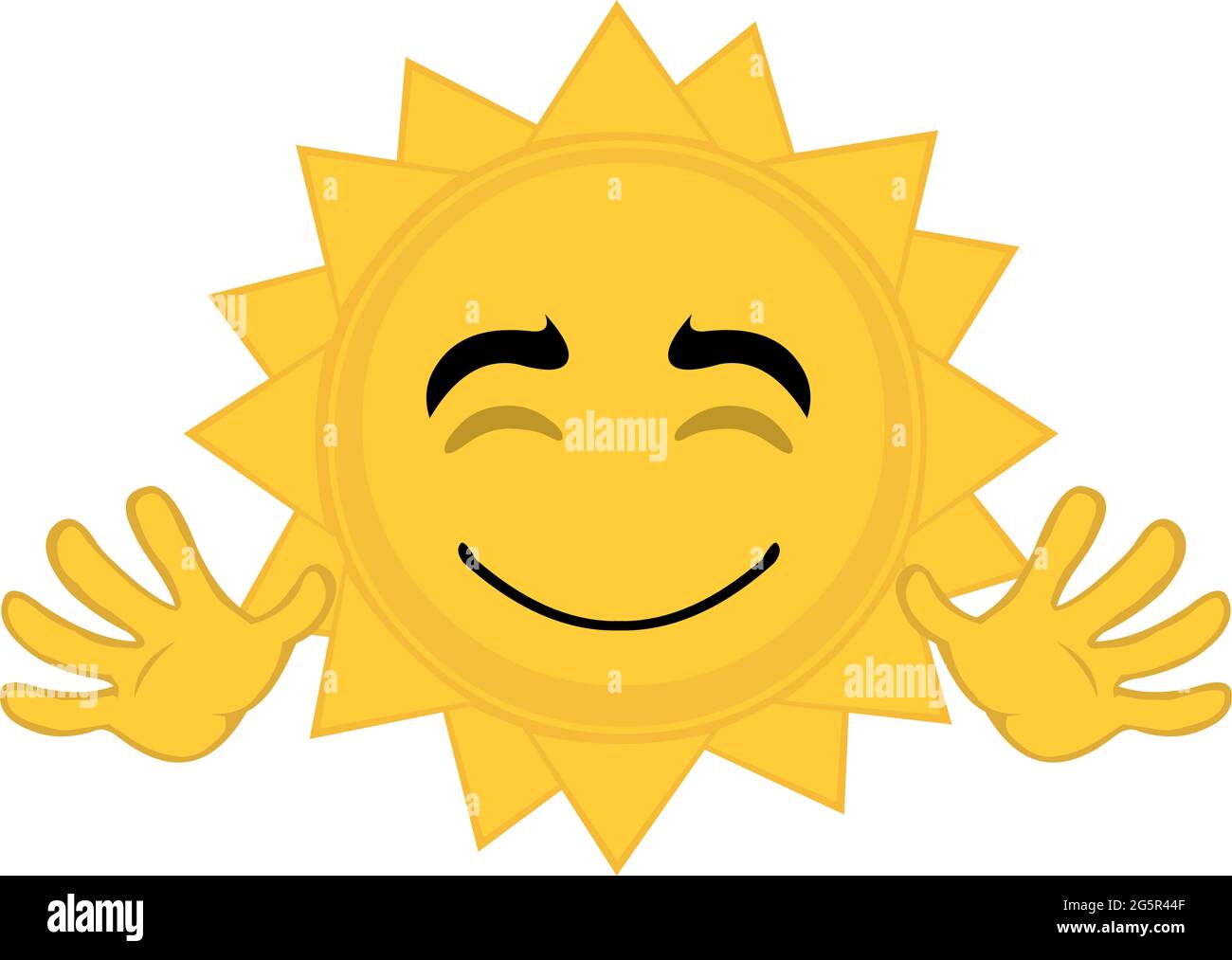 Vector illustration of emoticon of cartoon character of the sun waving with  his hands Stock Vector Image \u0026 Art - Alamy, image size:1300x1013