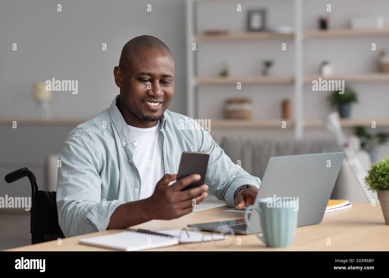 Work at home, remote office, workplace for disabled person and ...