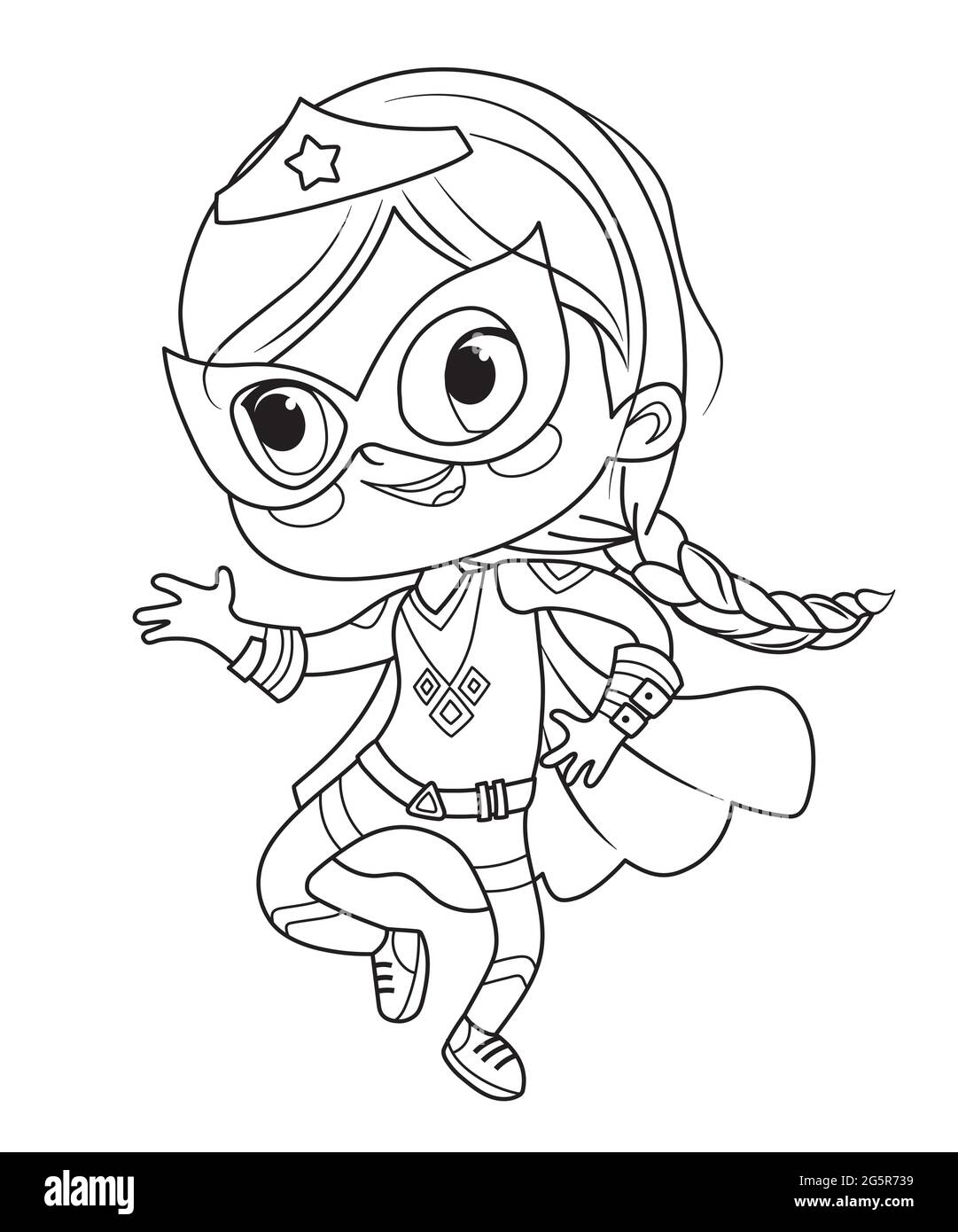 Coloring Page of Super Hero Children. Boys and Girls wearing costumes of  superheroes Coloring book. Cartoon vector characters of Kids Superheroes  Stock Vector Image & Art - Alamy