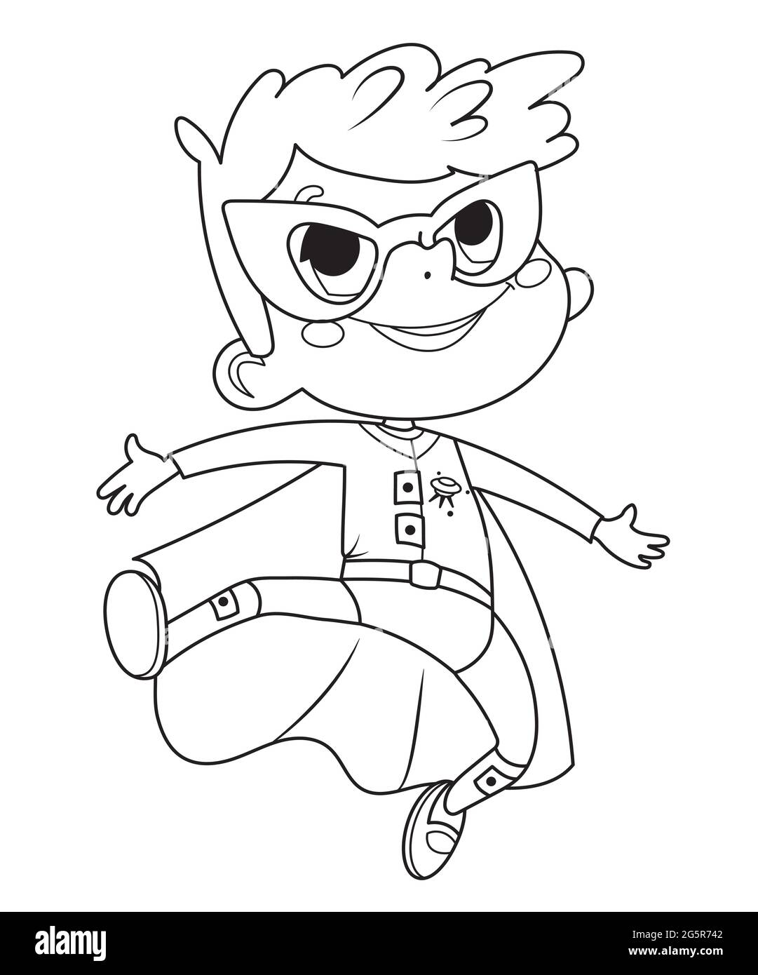 Coloring Page Of Super Hero Children Boys And Girls Wearing Costumes Of Superheroes Coloring Book Cartoon Vector Characters Of Kids Superheroes Stock Vector Image Art Alamy