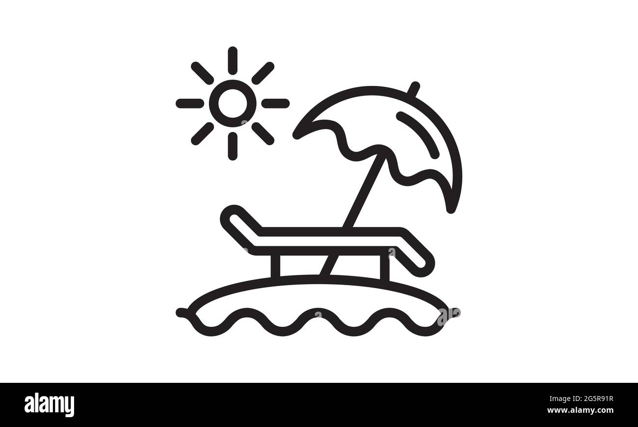 Vector travel and summer beach vacation relax icon Stock Vector