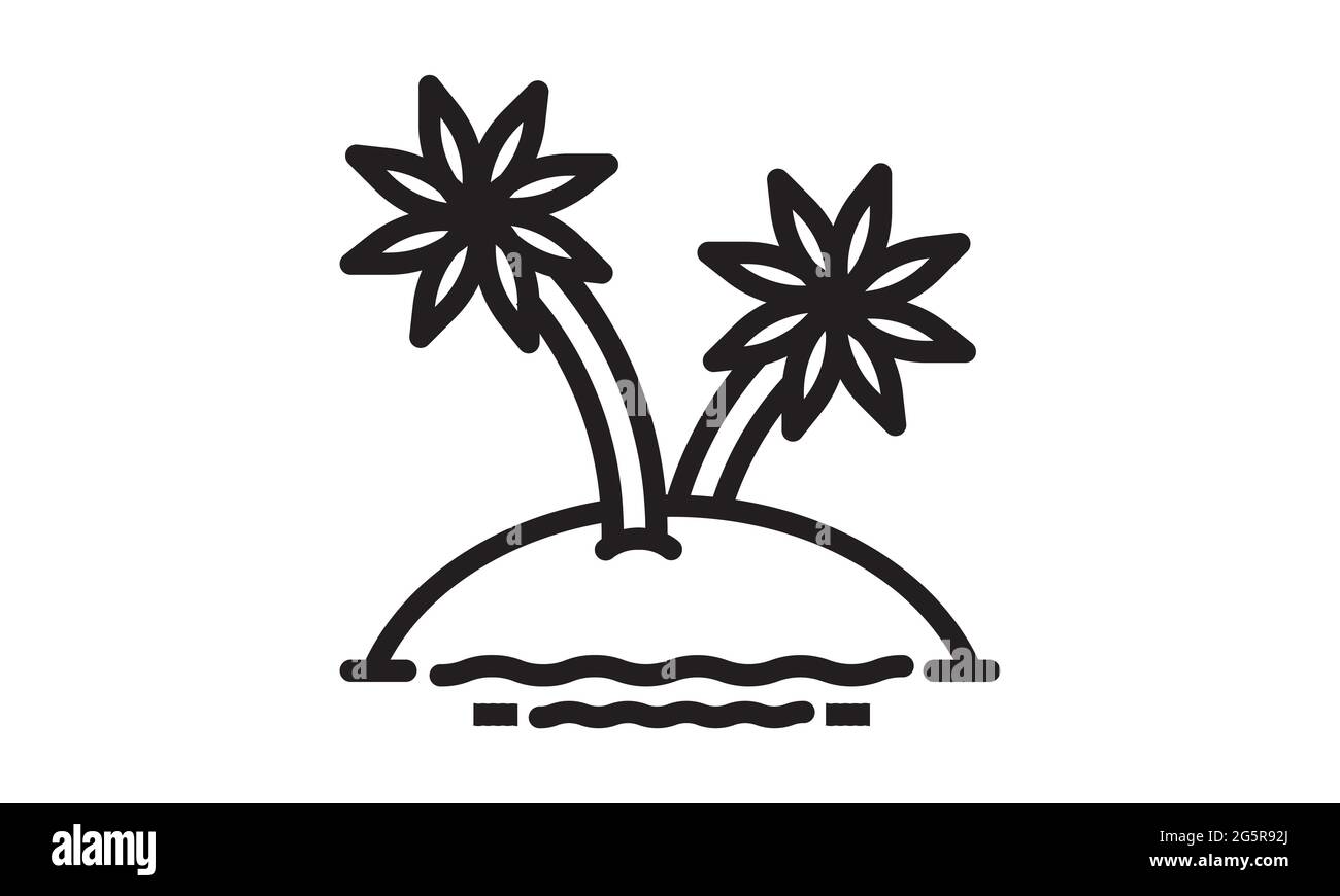 Tree palm beach in island summer icon vector illustration design Stock ...