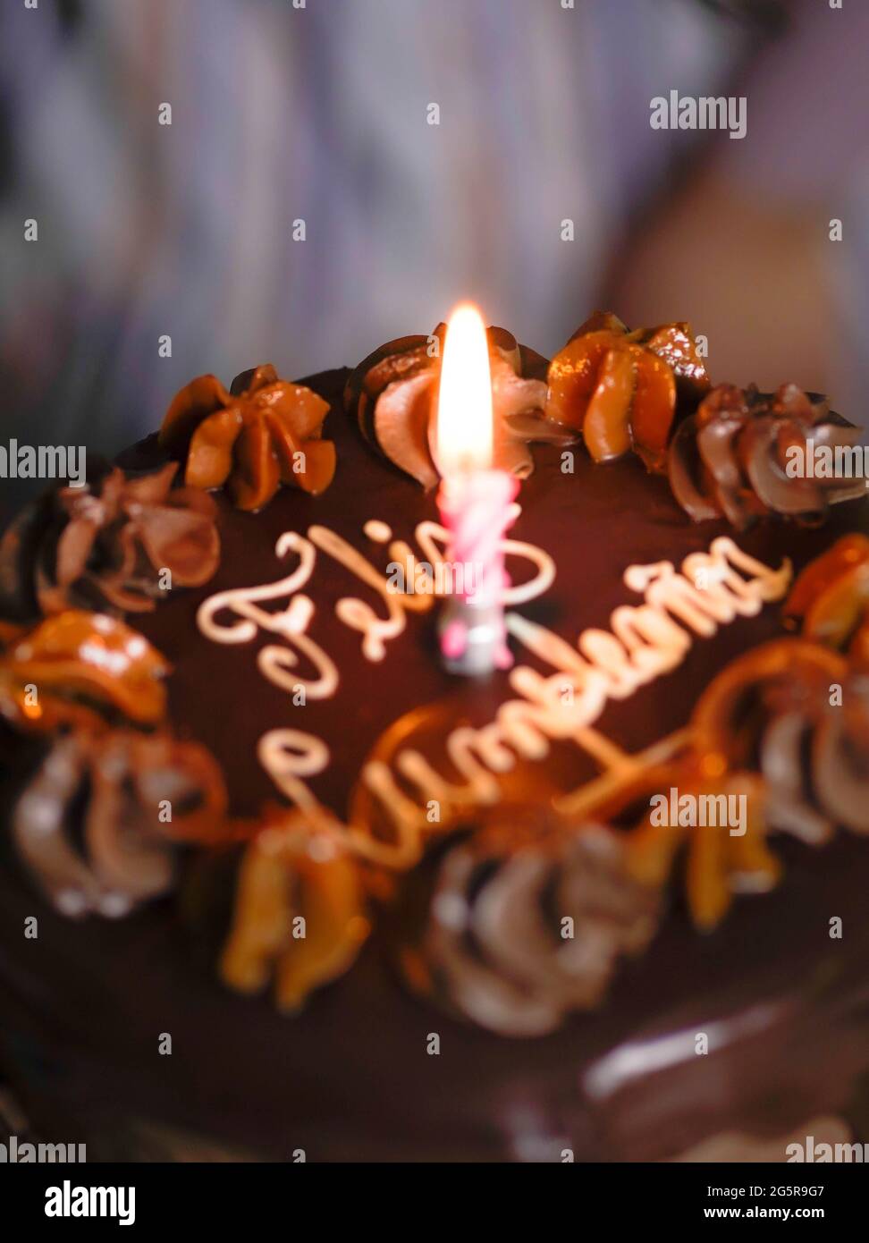 cute girls celebrated their birthday with a chocolate cake ...