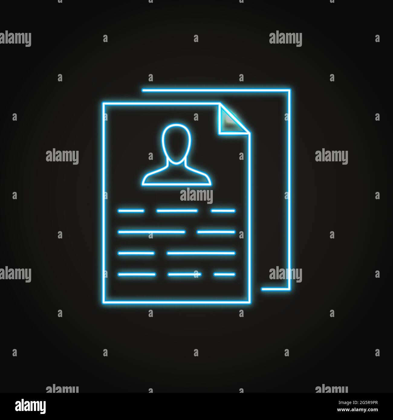 Neon personal data collection icon in line style. Page with information ...
