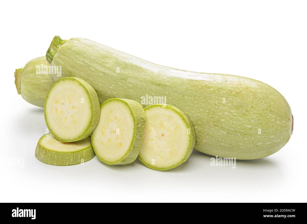 zucchini on white background with soft shadow Stock Photo