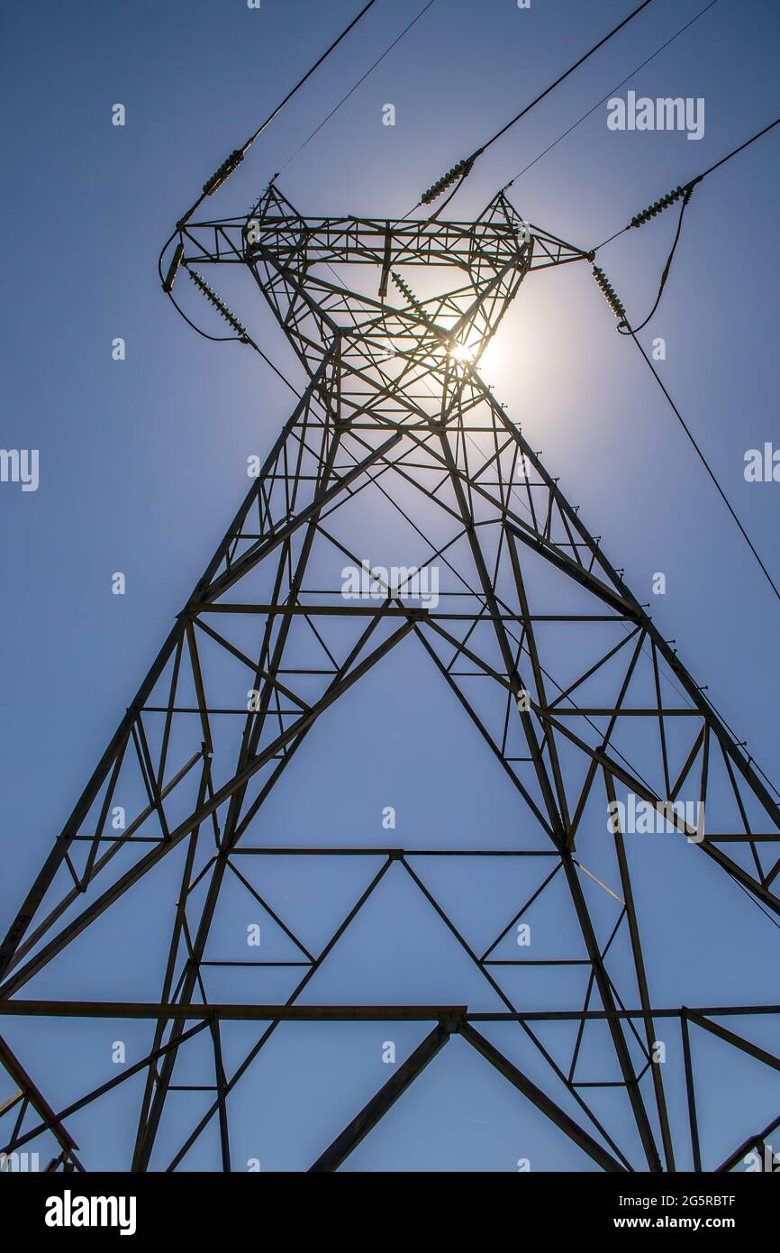 High Voltage Power Lines Electric Stock Photo Alamy
