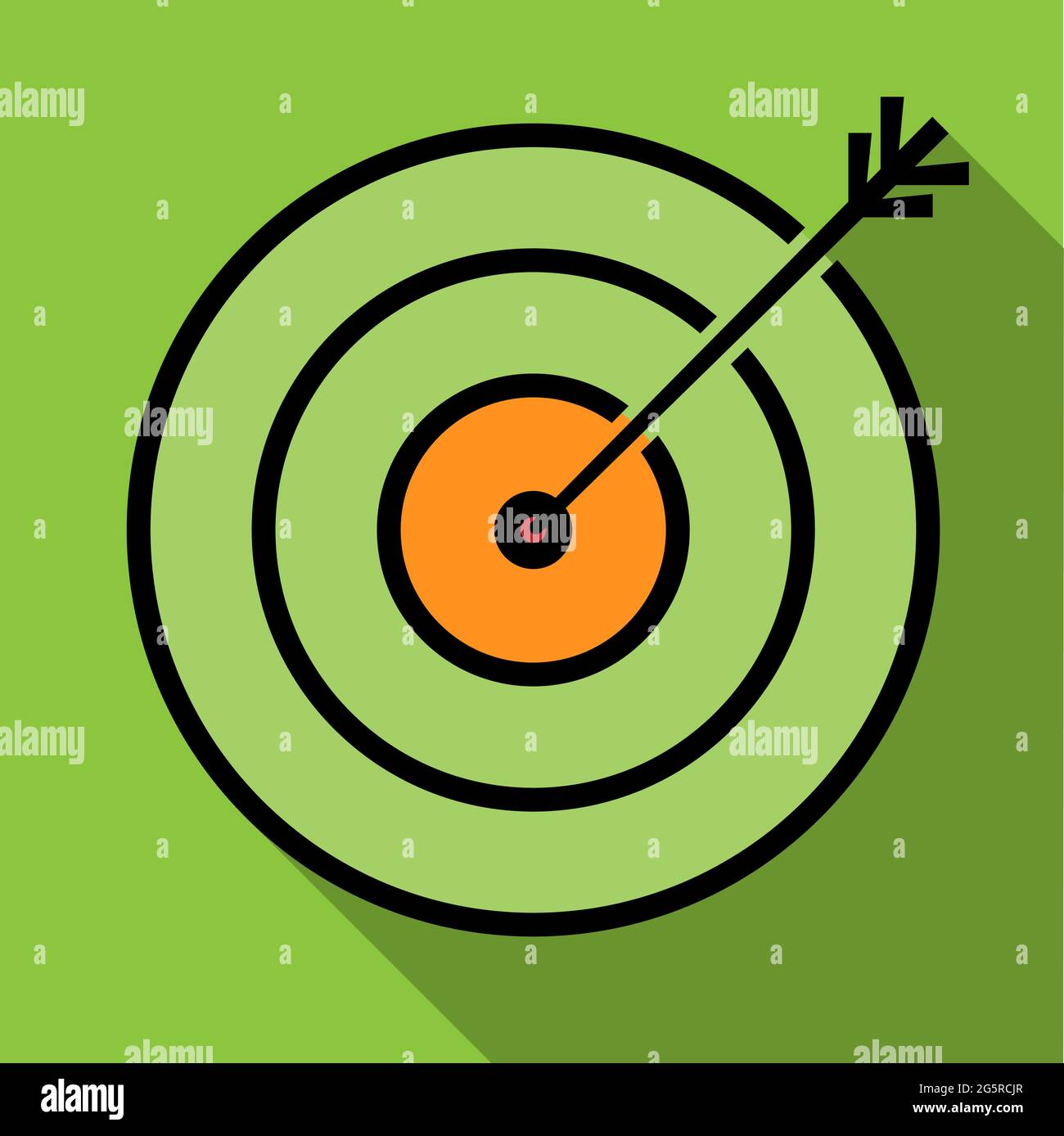 goal or target achieved symbol, arrow in bulls eye of target, simple vector illustration Stock Vector