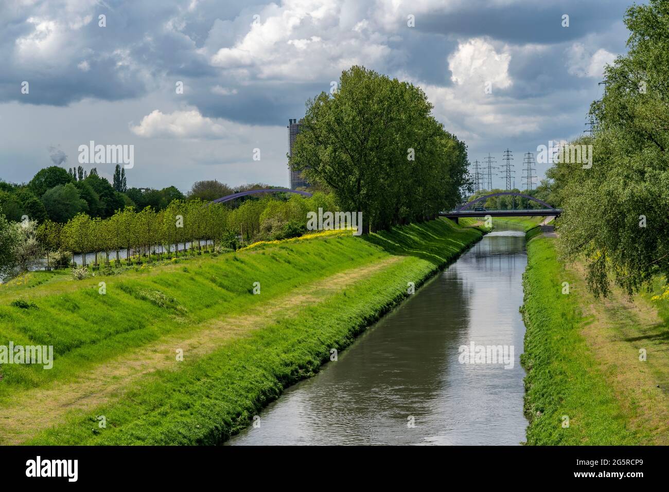 The Emscher, wastewater river, is being renaturalised, Emscher conversion, near Oberhausen, NRW, Germany Stock Photo