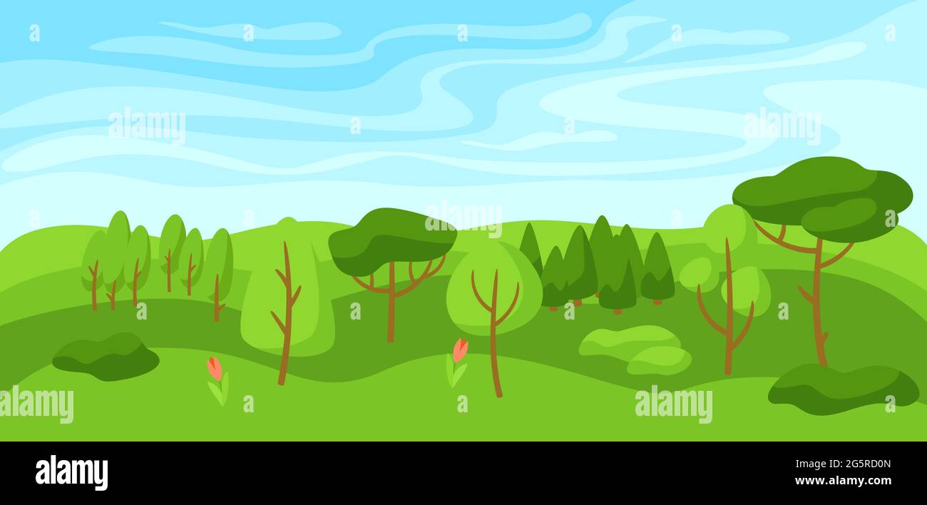 Spring landscape with forest, trees and bushes Stock Vector Image & Art ...