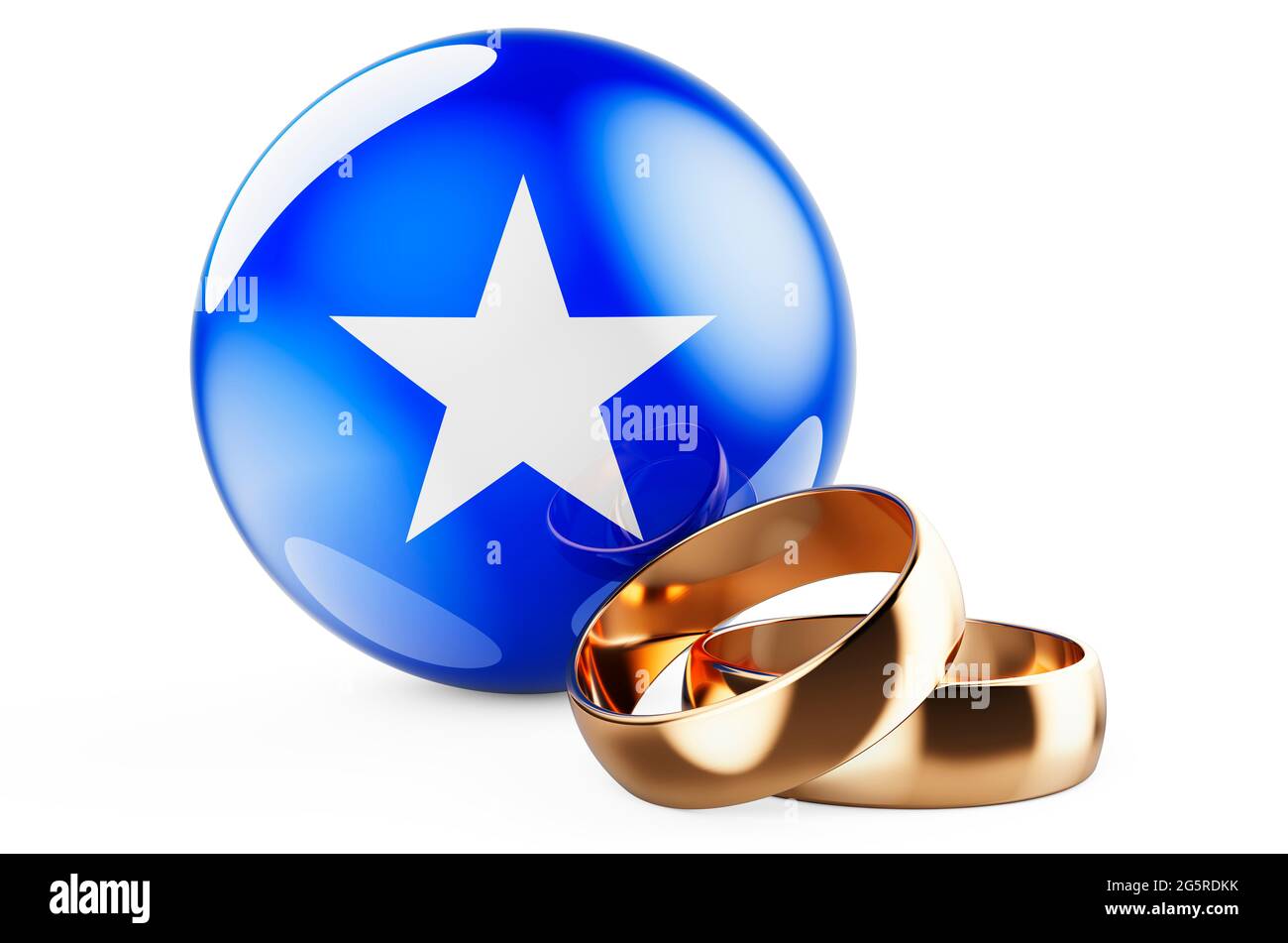 Weddings in Somalia concept. Wedding rings with Somali flag. 3D rendering  isolated on white background Stock Photo - Alamy
