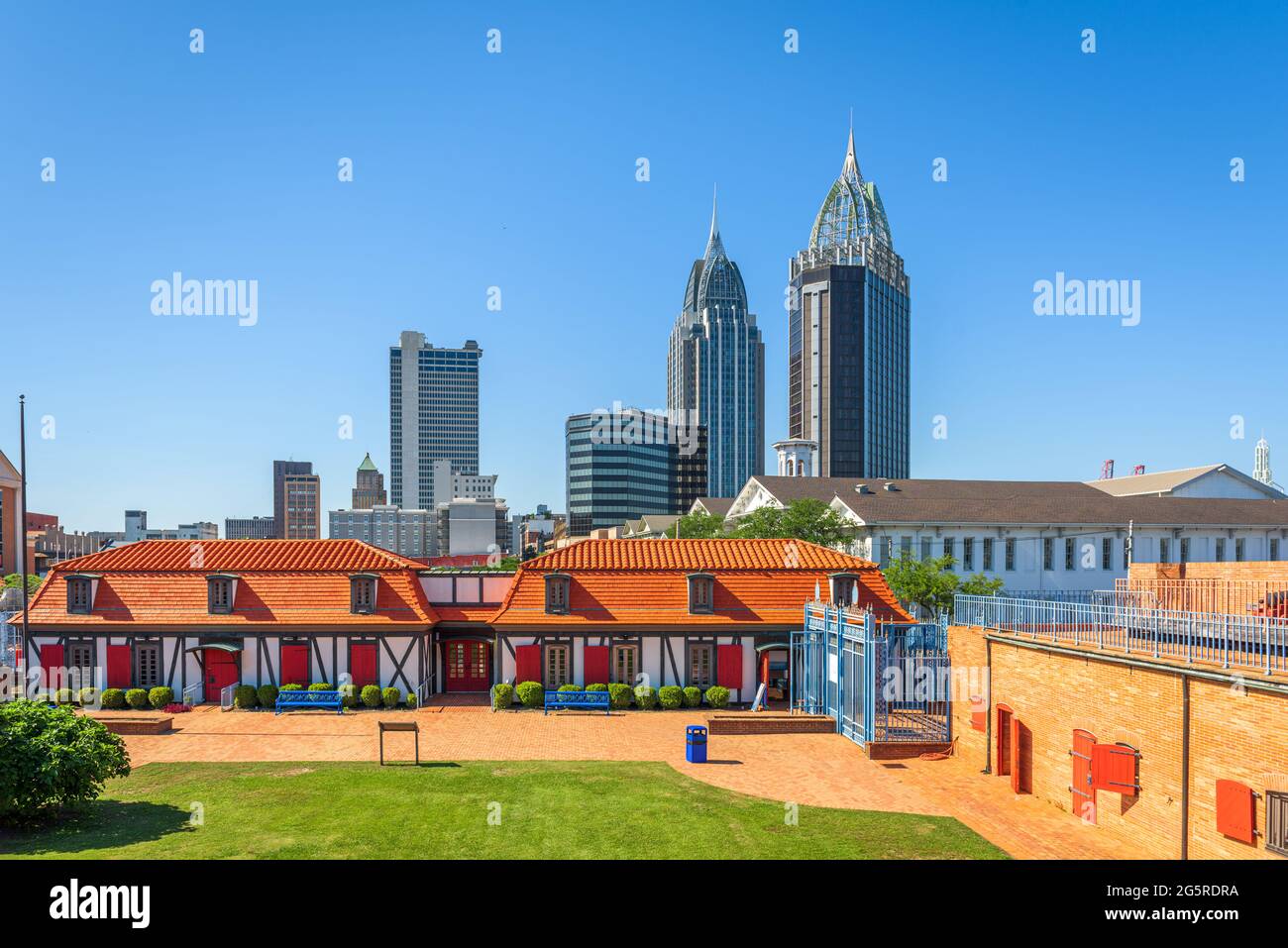 Mobile, Alabama, USA skyline with historic Fort Conde Stock Photo Alamy