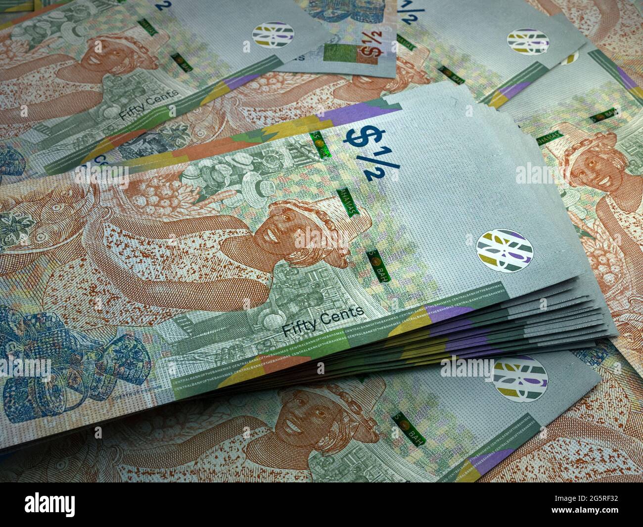 Money of Bahamas. Bahamas dollar bills. BSD banknotes. 05 dollars