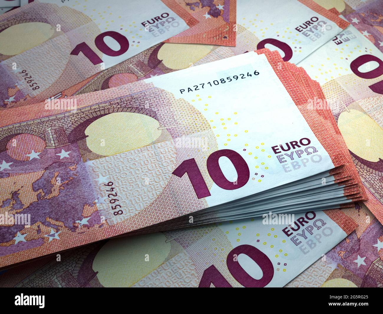 Money of European Union. European euro bills. EUR banknotes. 10 euro ...