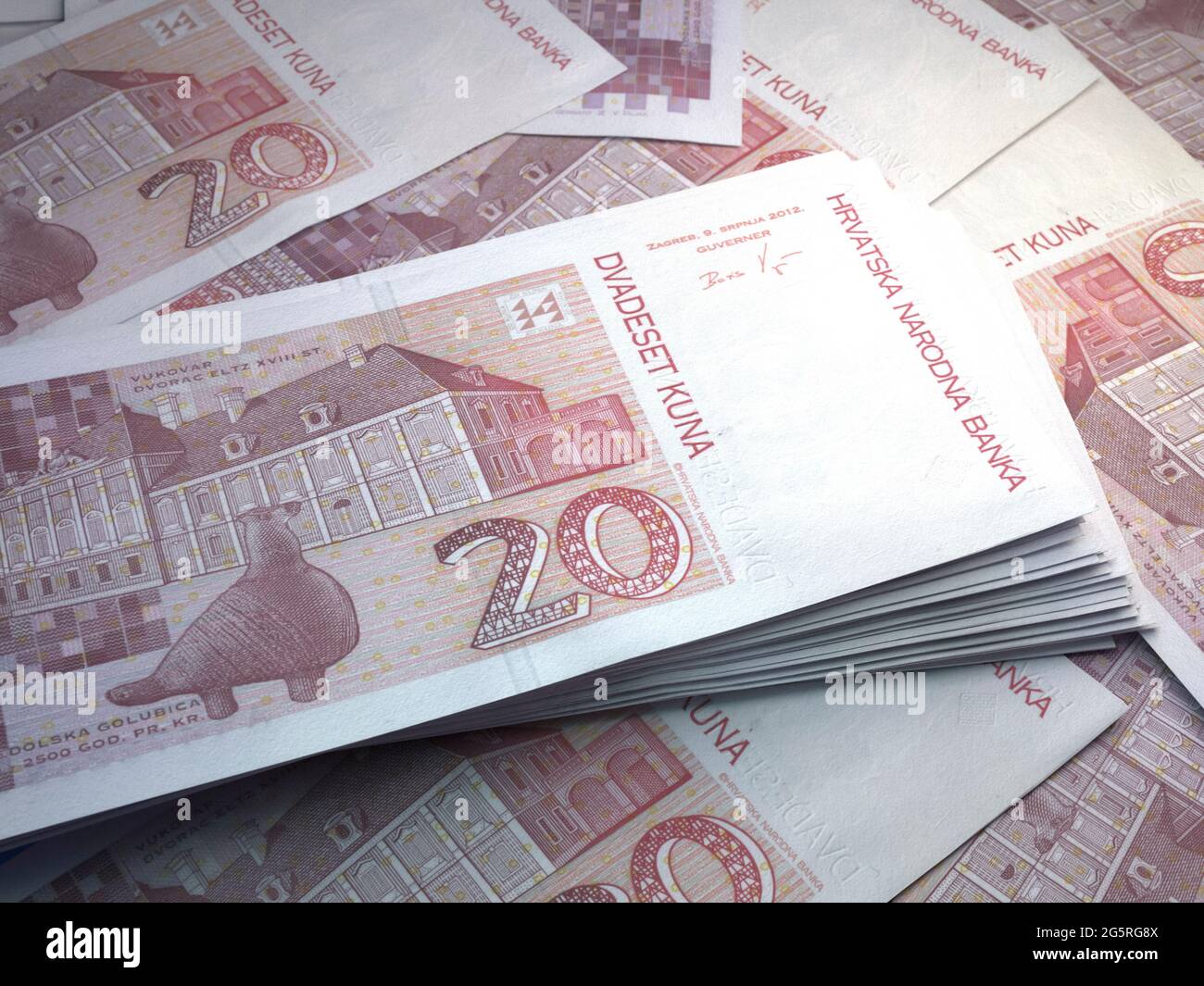Money of Croatia. Croatian kuna bills. HRK banknotes. 20 euro. Business,  finance, news background Stock Photo - Alamy