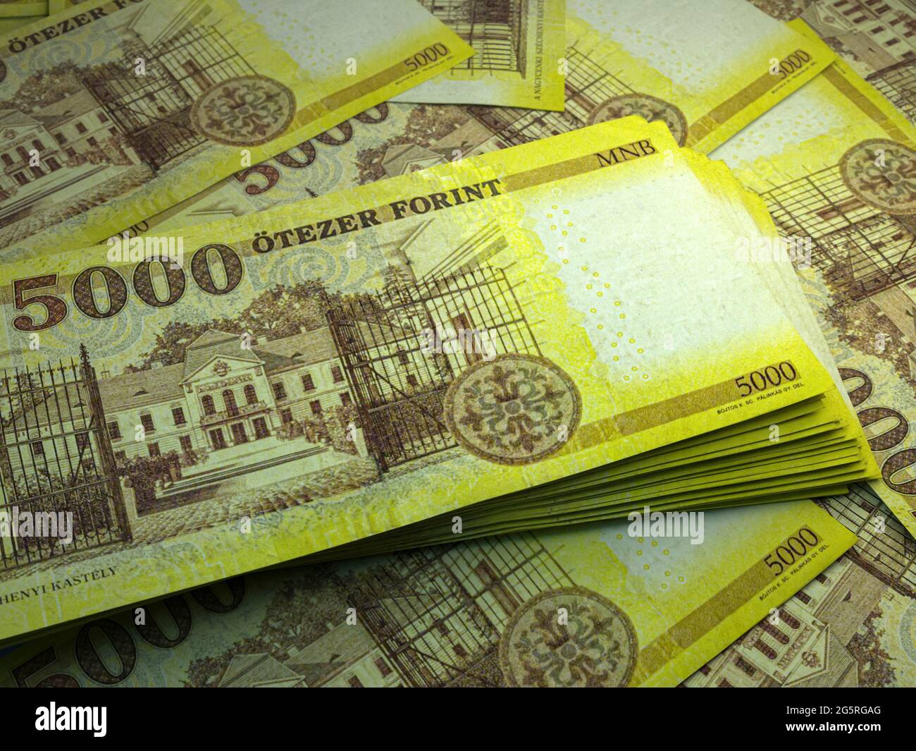 Money of Hungary. Hungarian forint HUF 5000 Business, news background Stock Photo - Alamy
