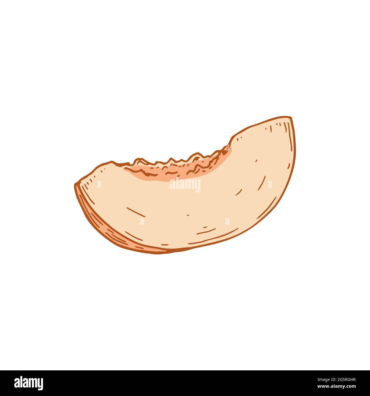 Hand Drawn Slice Of Peach Isolated On White Background Vector Illustration In Sketch Style Design Element For Package Label Poster Print Menu Stock Vector Image Art Alamy