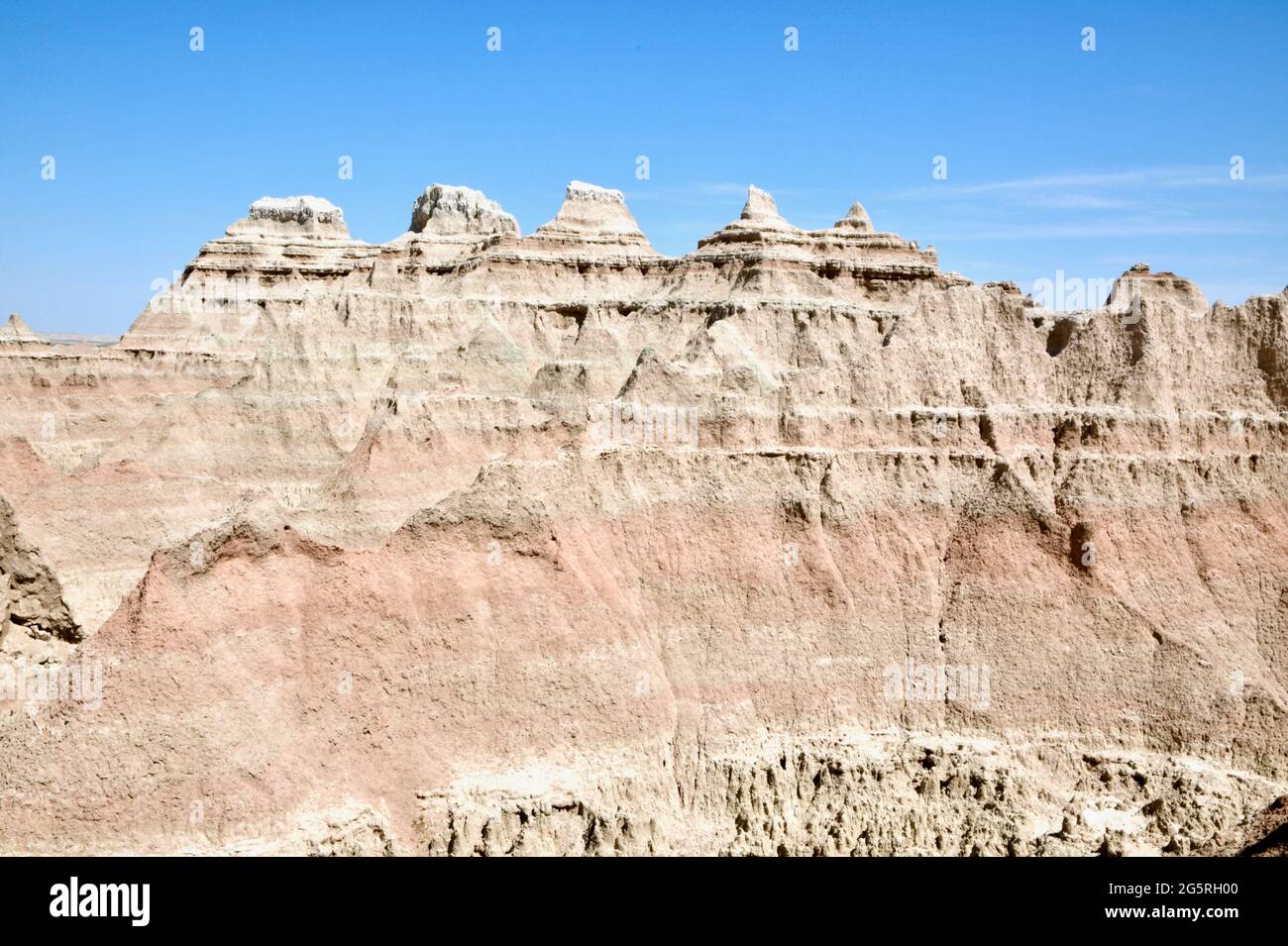 Rock Formations, Chadron Formations, in the Badlands National Park Eroded Buttes and Pinnacles in South Dakota, USA Stock Photo