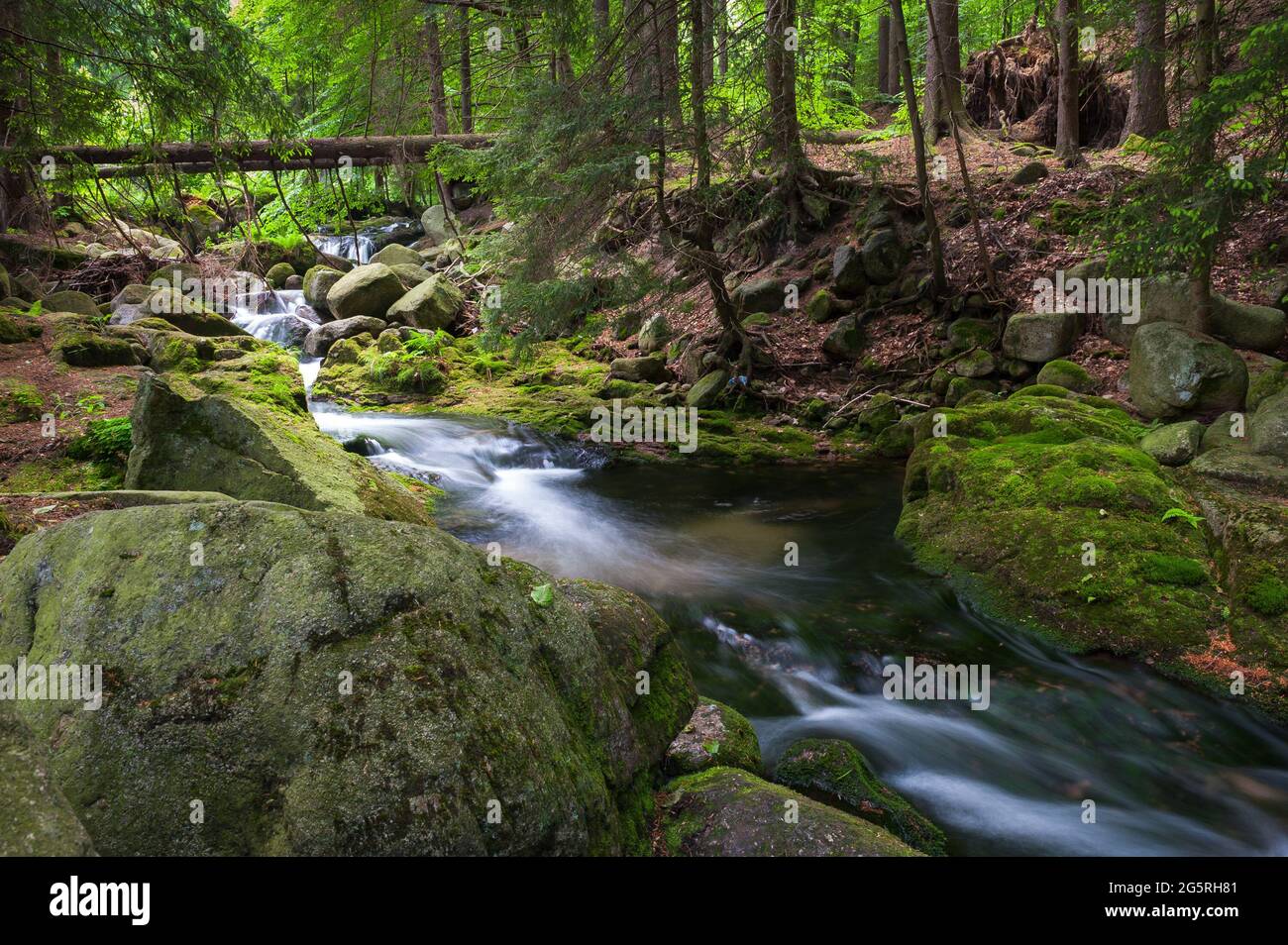 Podgorna Waterfall in Przesieka, Karkonosze Mountains, Poland Stock Photo