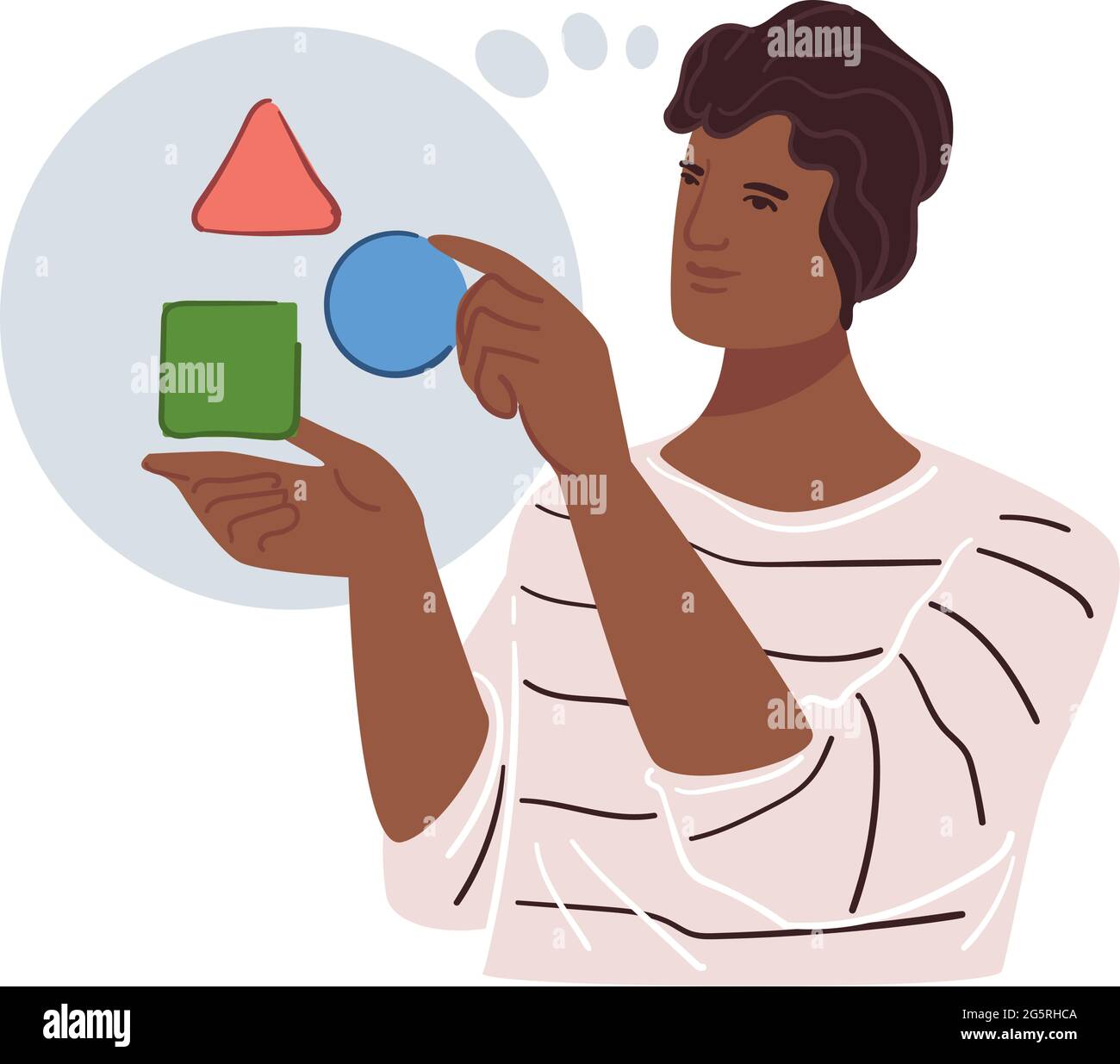 Solving problems and brainstorming male character Stock Vector