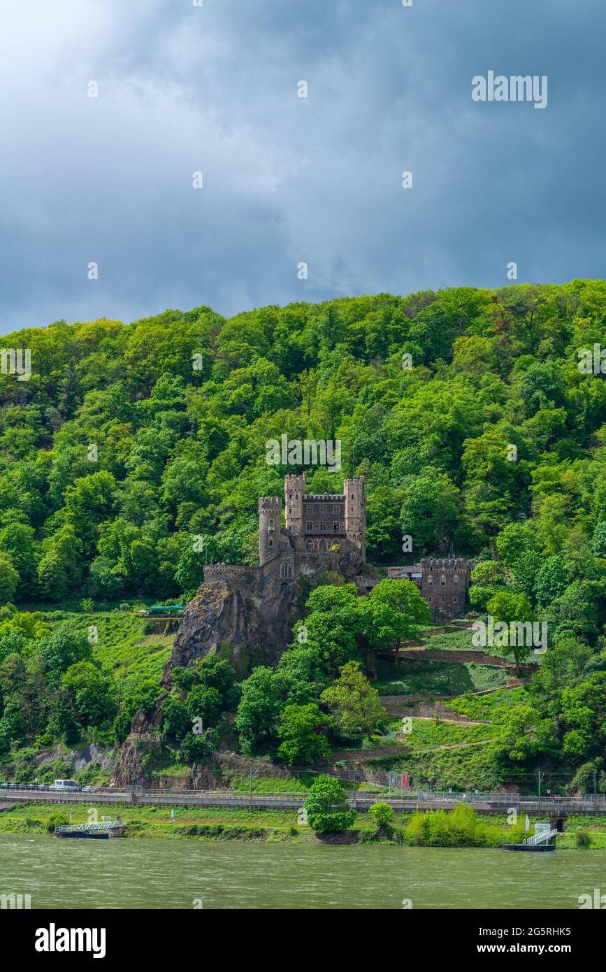 Rheinstein Castle, Trechtinghausen, Upper Middle Rhein Valley, UNESCO World Heritage, Rhineland-Palatinate, Germany Stock Photo