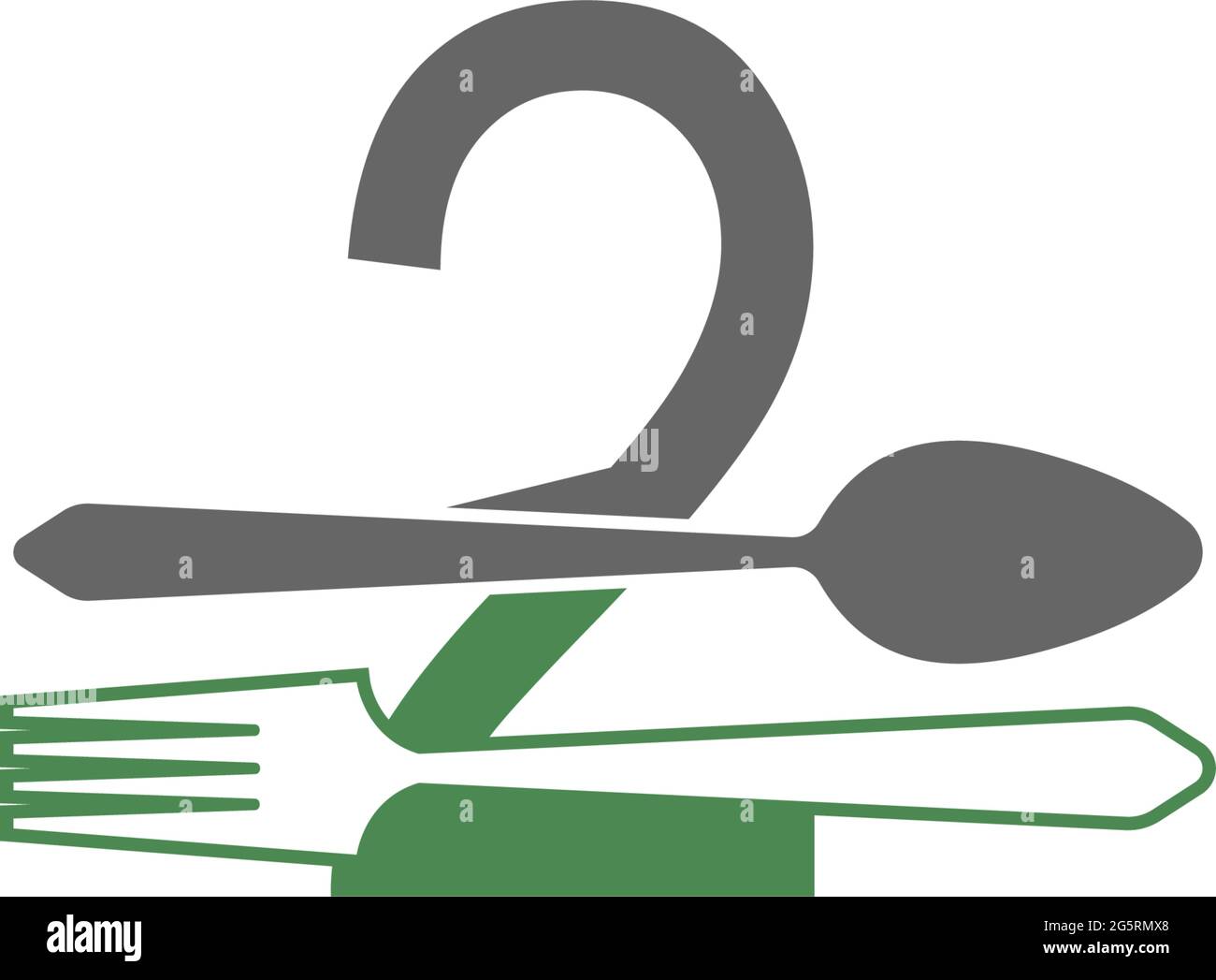 Number 2 with fork and spoon logo icon design vector illustration Stock Vector