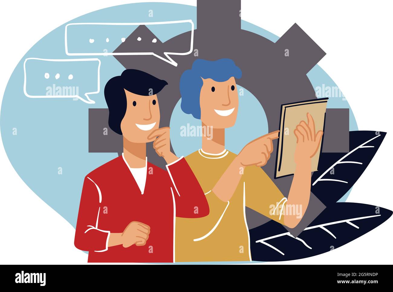 Teamwork progresses and process of development Stock Vector