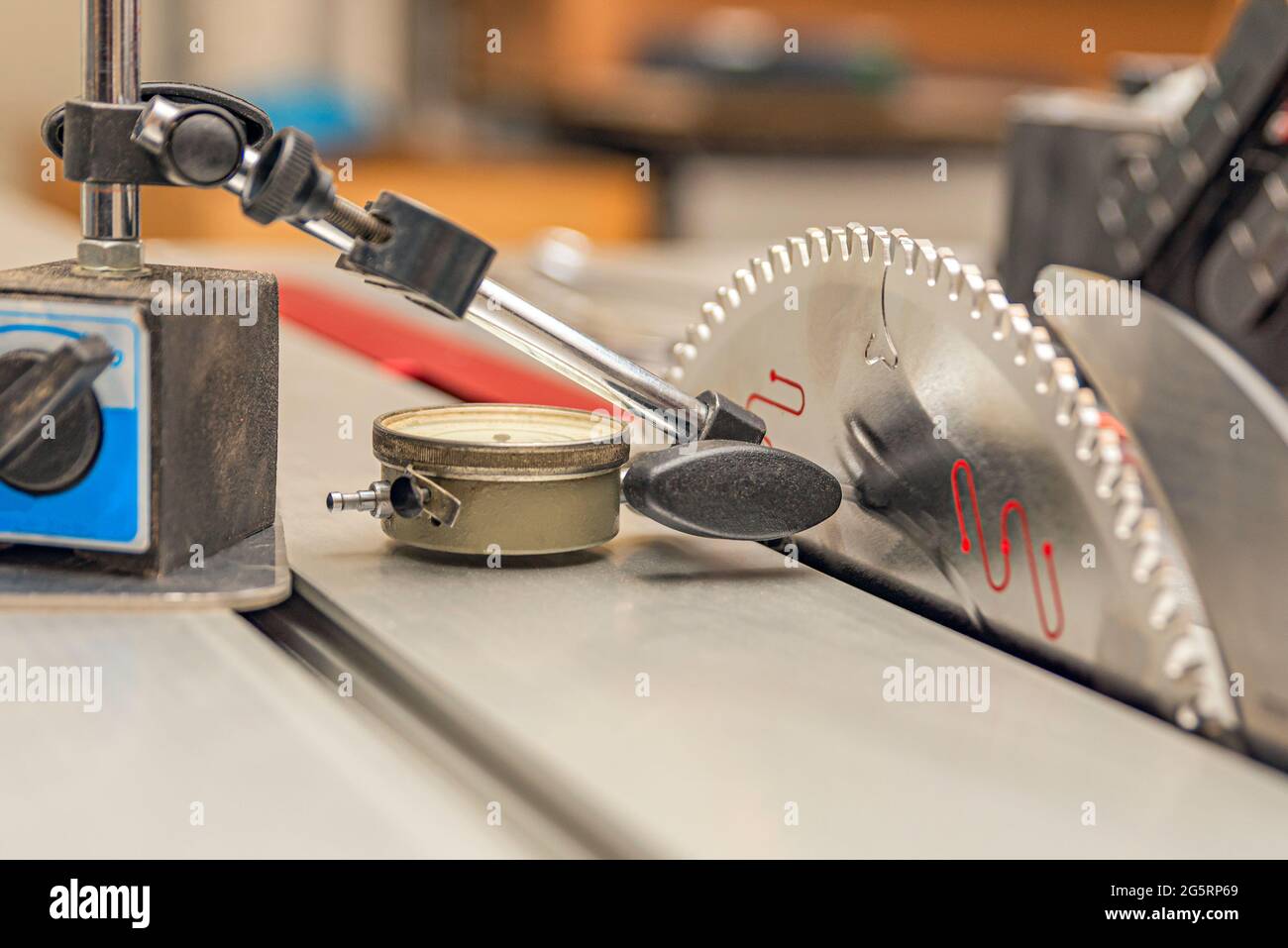 Dial indicator with base. Shaft vibration measurement, setting
