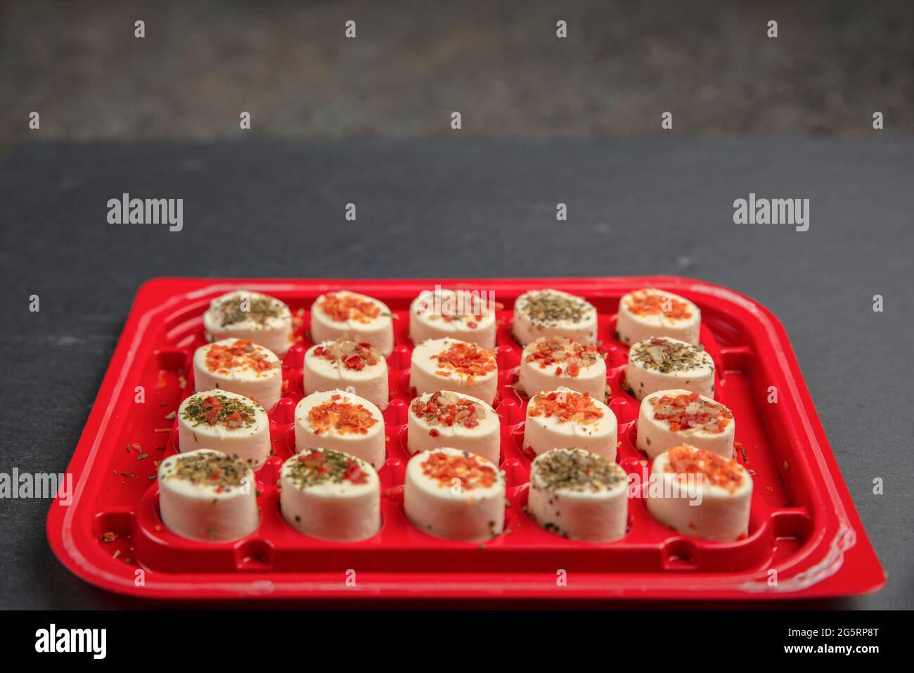 cheese platter. Mazzarella cheese with different spices. Cheese snacks