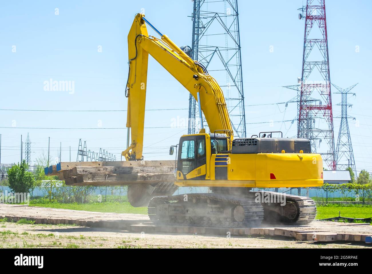 Excavator in Motion Construction Stock Photo - Alamy
