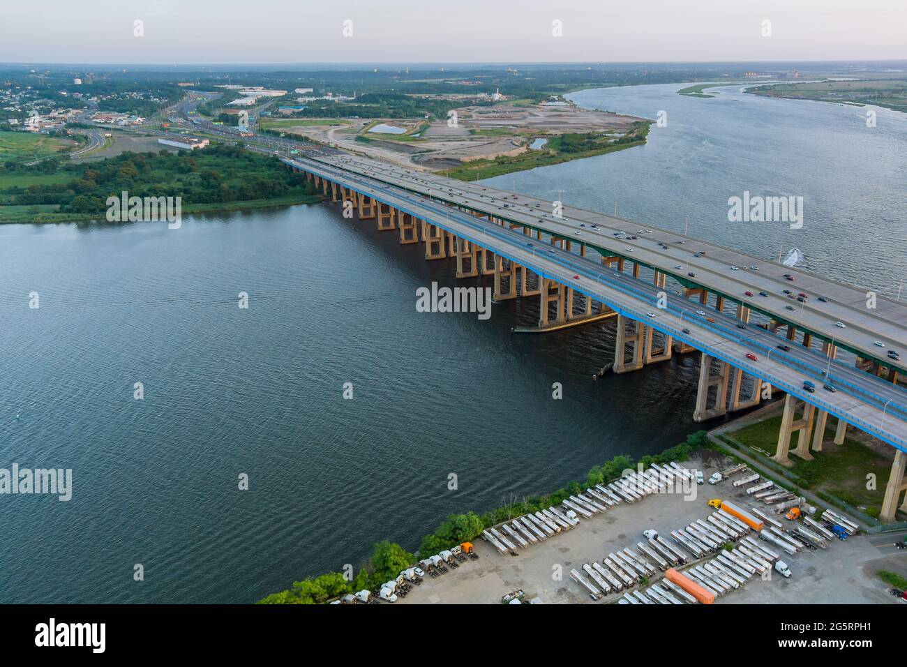 Aerial panoramic view on the huge complex road junction at the entrance