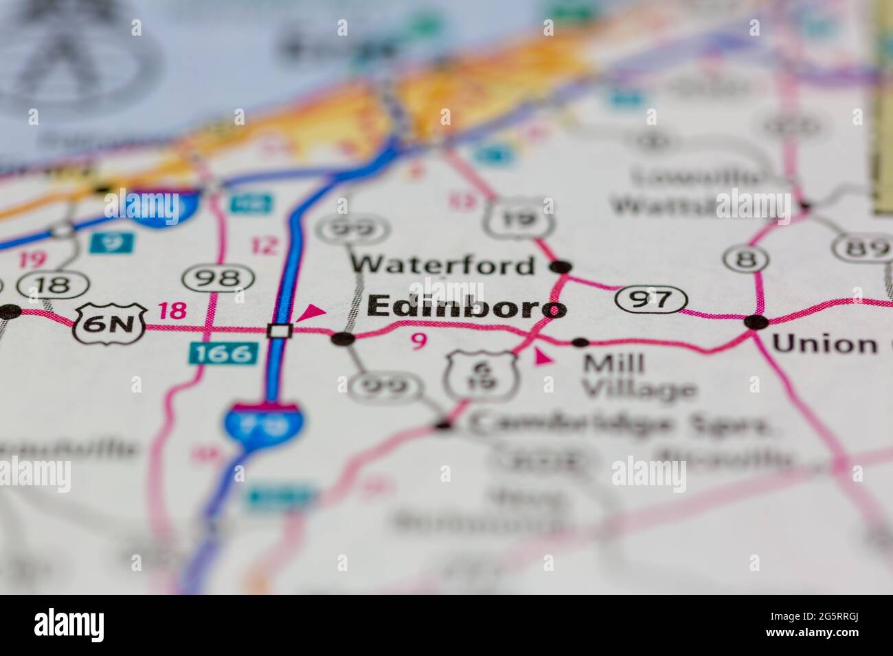 Edinboro Pennsylvania USA shown on a Geography map or Road map Stock Photo