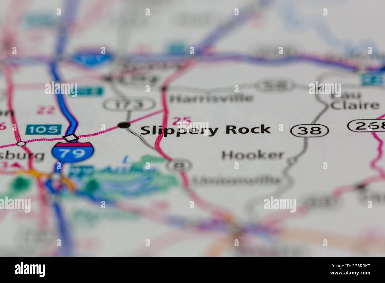 Slippery Rock Pennsylvania USA shown on a Geography map or Road map 