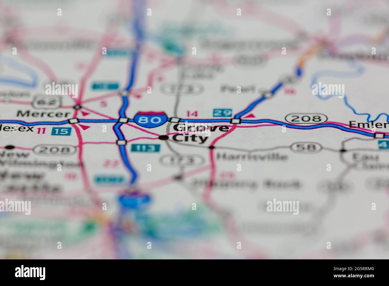 Grove City Pennsylvania USA shown on a Geography map or Road map Stock