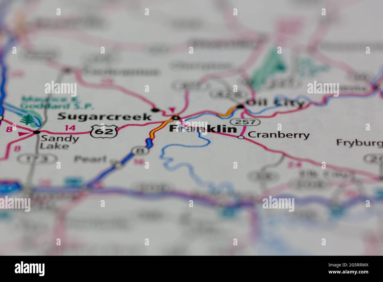 Franklin Pennsylvania USA shown on a Geography map or Road map Stock 