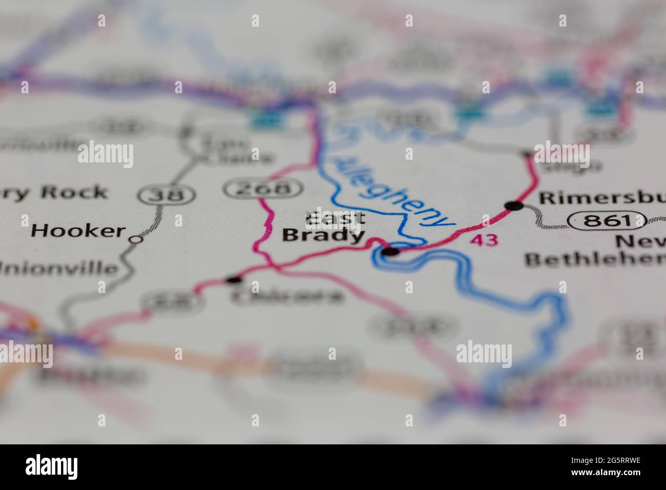 East Brady Pennsylvania USA shown on a Geography map or Road map Stock