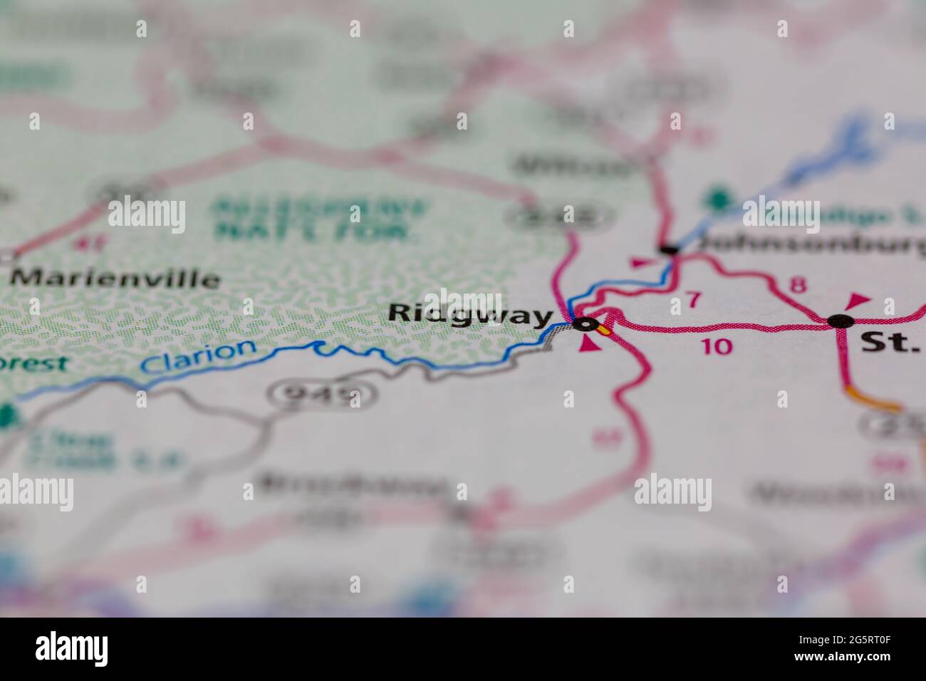 Ridgway Pennsylvania USA shown on a Geography map or Road map Stock Photo